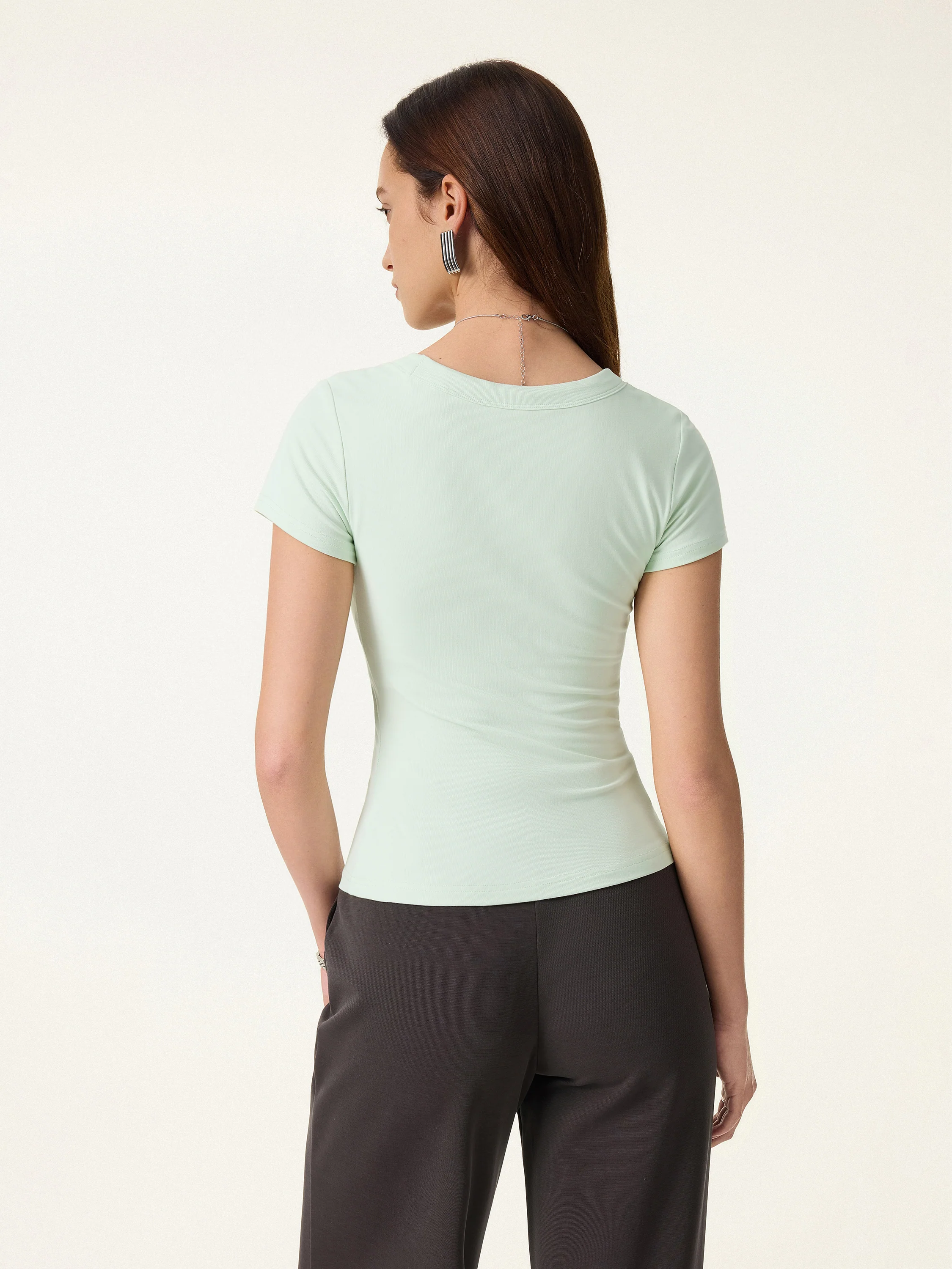 SkinKiss U-Neck Short Sleeve Everyday Bra Top - Image 4