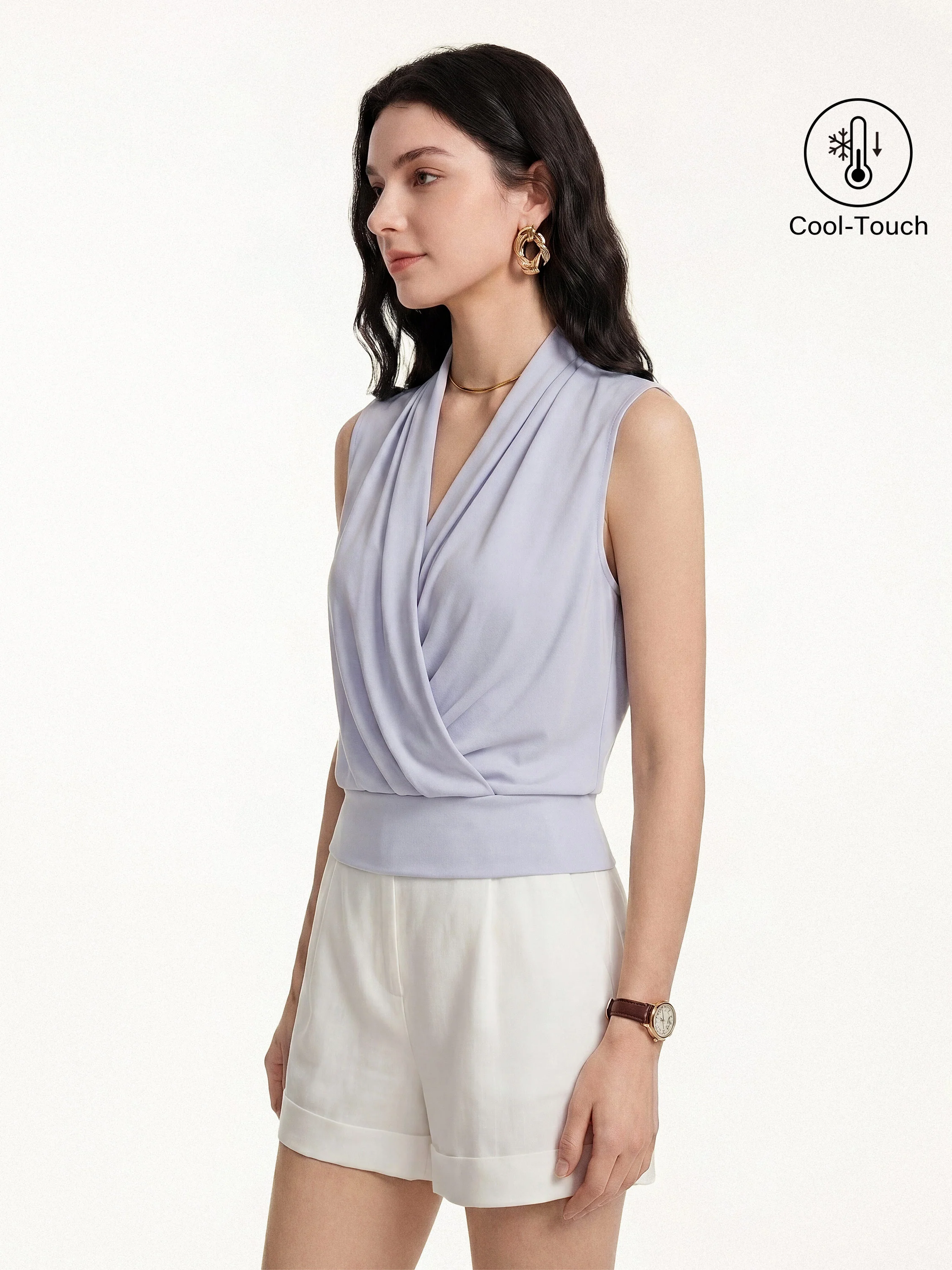 Matte Smooth Smooth Surplice Sleeveless Top - Image 11