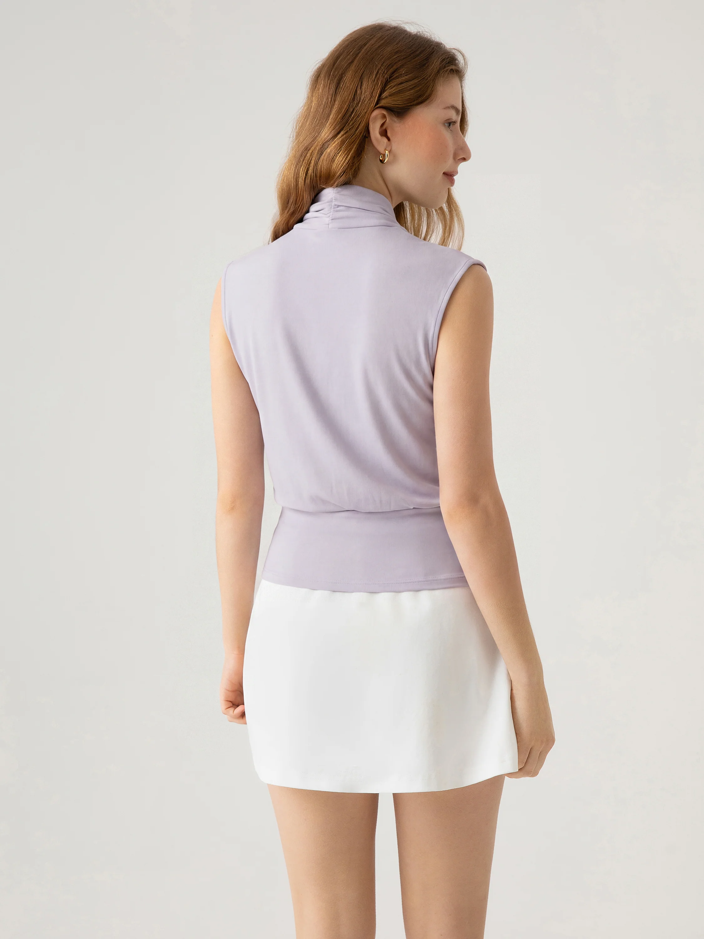 Matte Smooth Smooth Surplice Sleeveless Top - Image 3