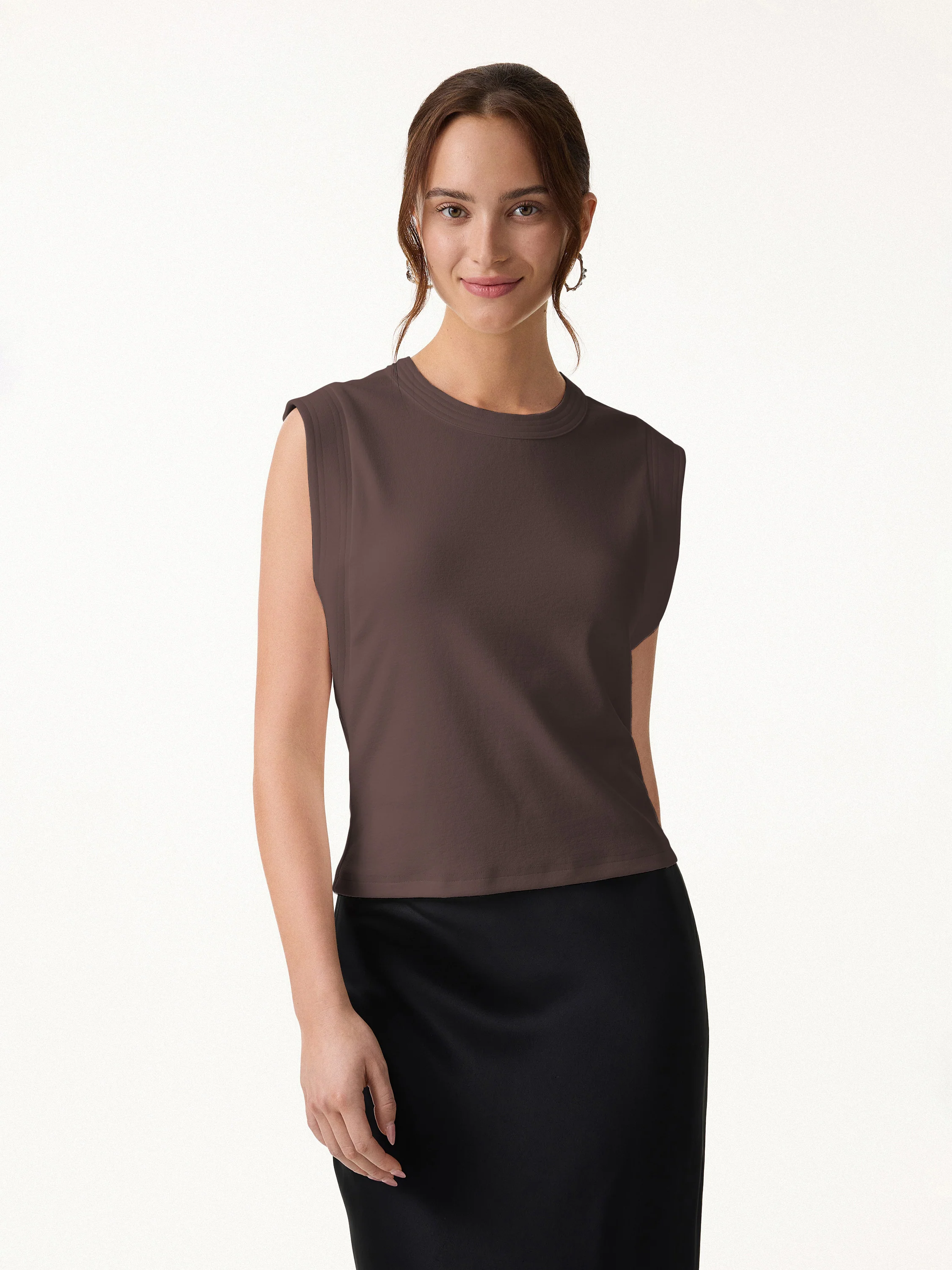 Soft Cotton Lyocell Cropped Wide Shoulder Tank - Image 11