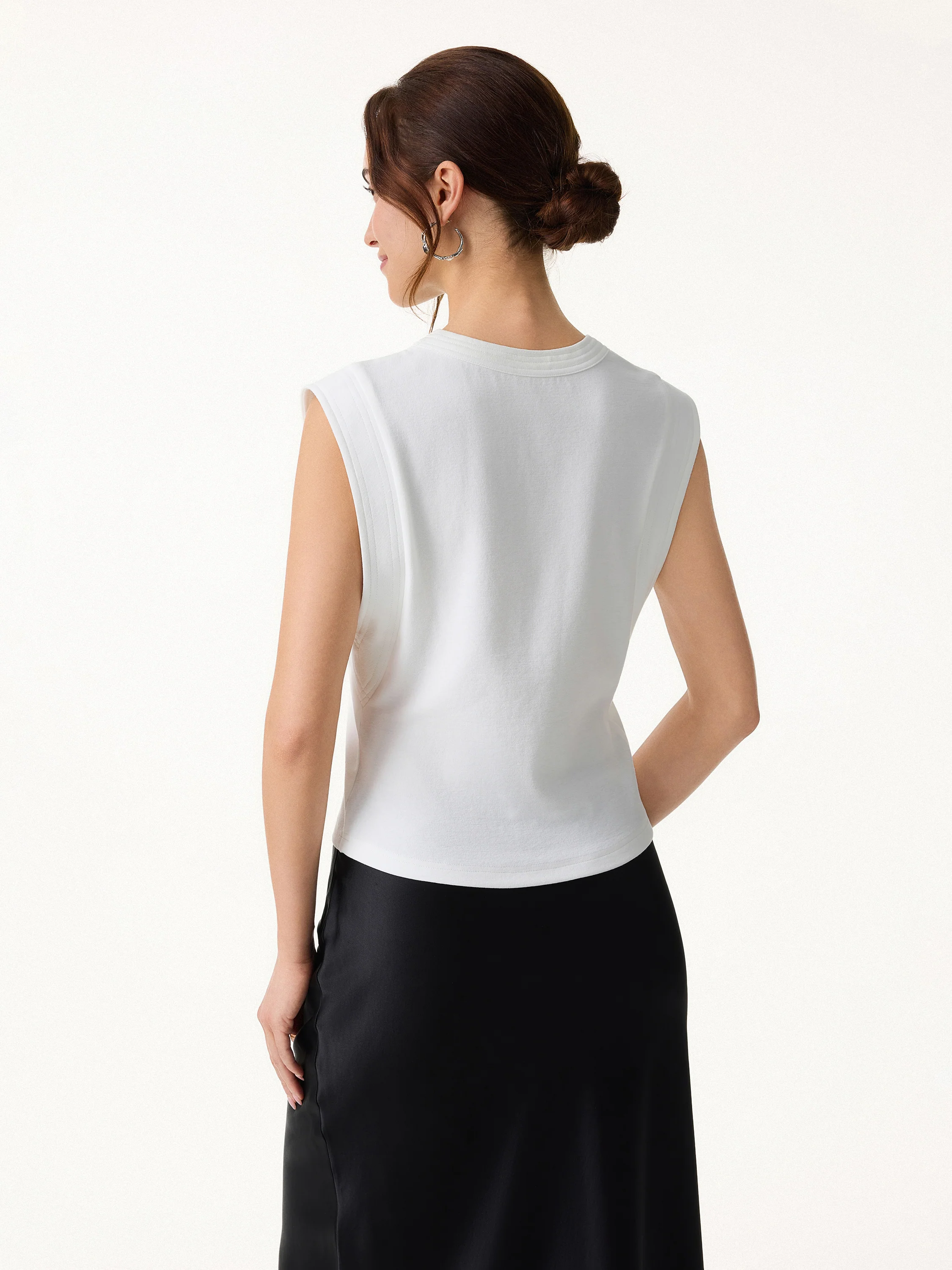 Soft Cotton Lyocell Cropped Wide Shoulder Tank - Image 4
