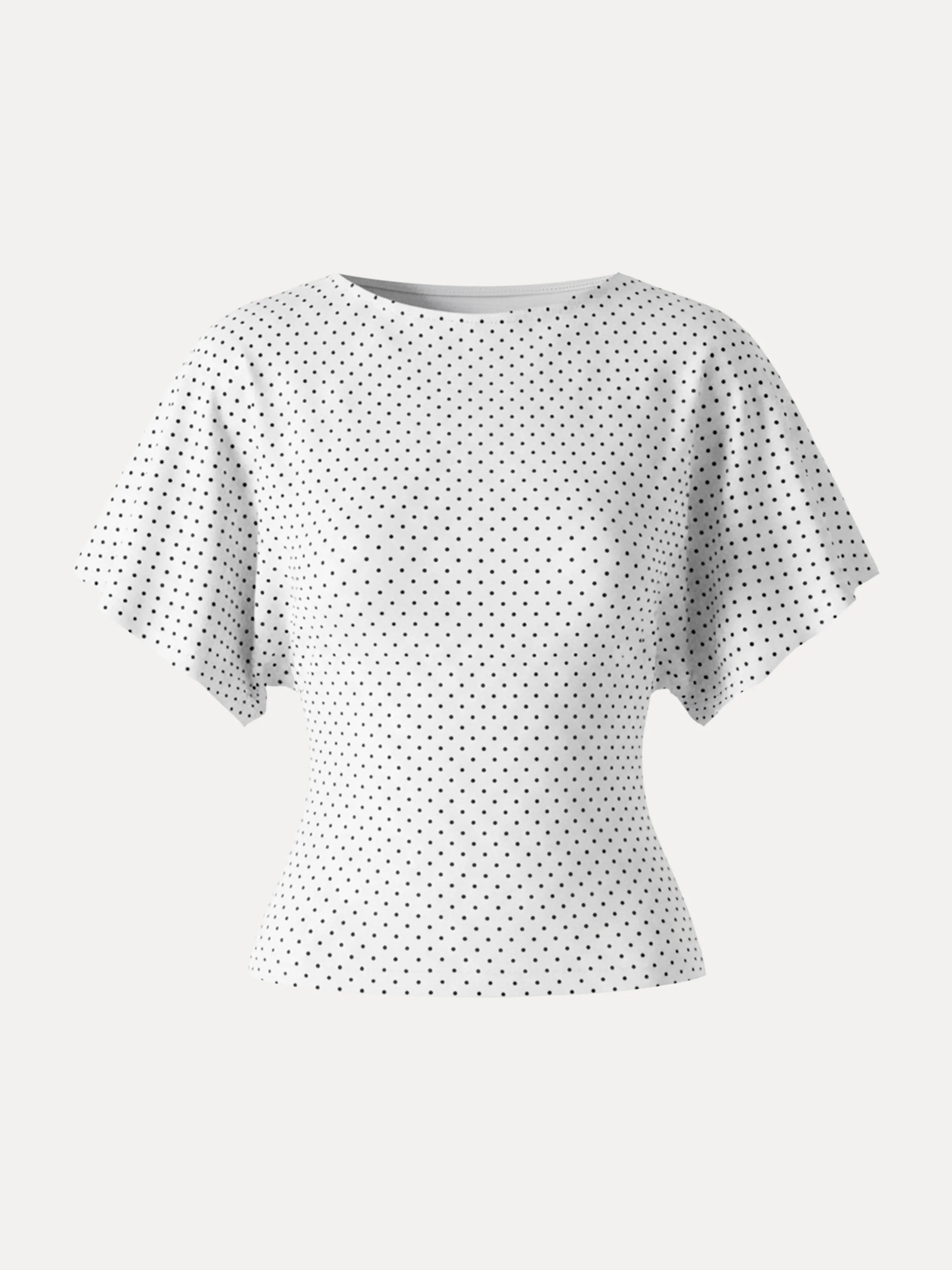 Soft Stretch Cotton Boatneck Flutter Sleeves Polka Dot Top Limited Edition - Image 11