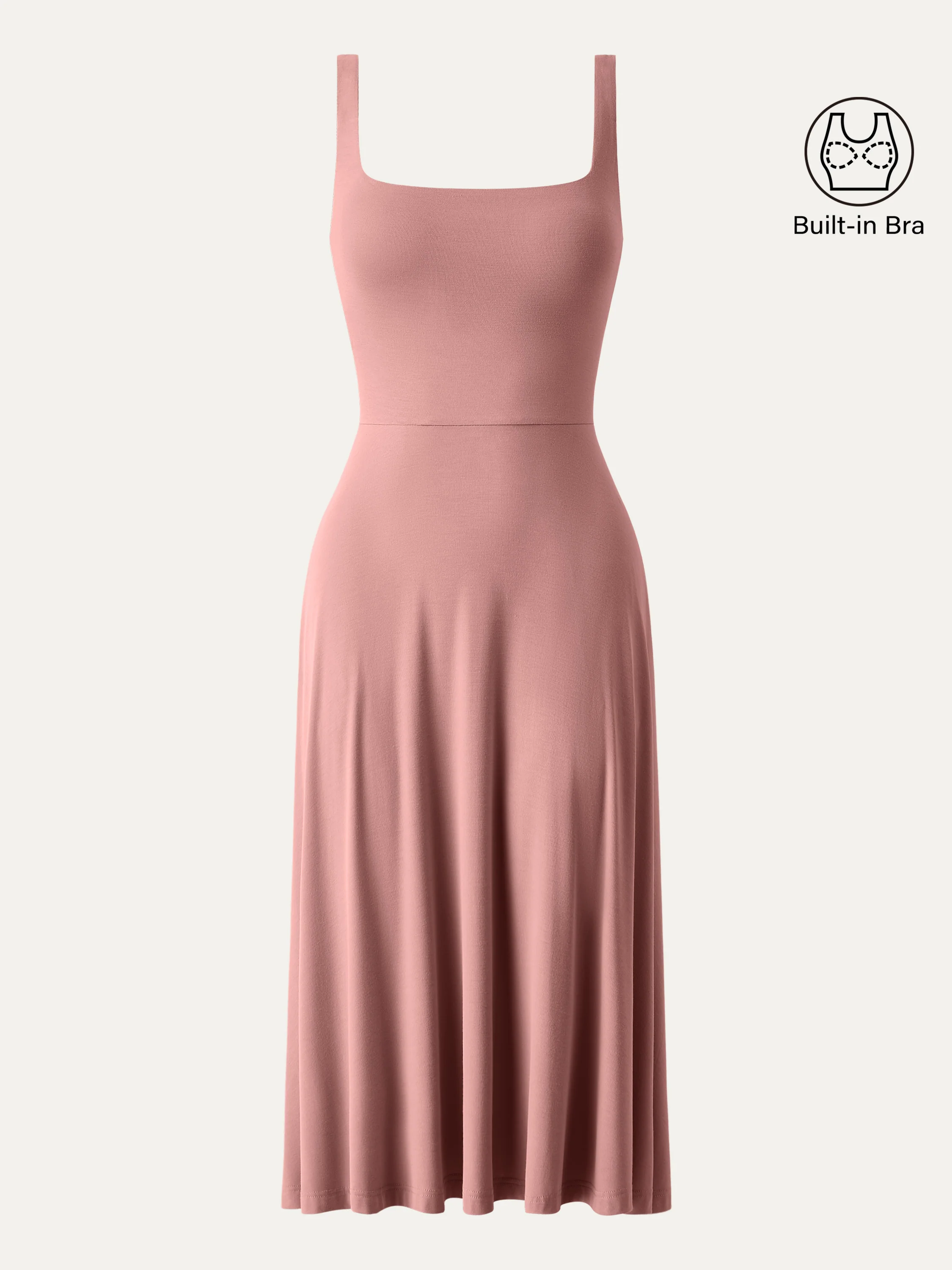 Square Neck Flowy New Airy Bra Midi Dress - Image 11