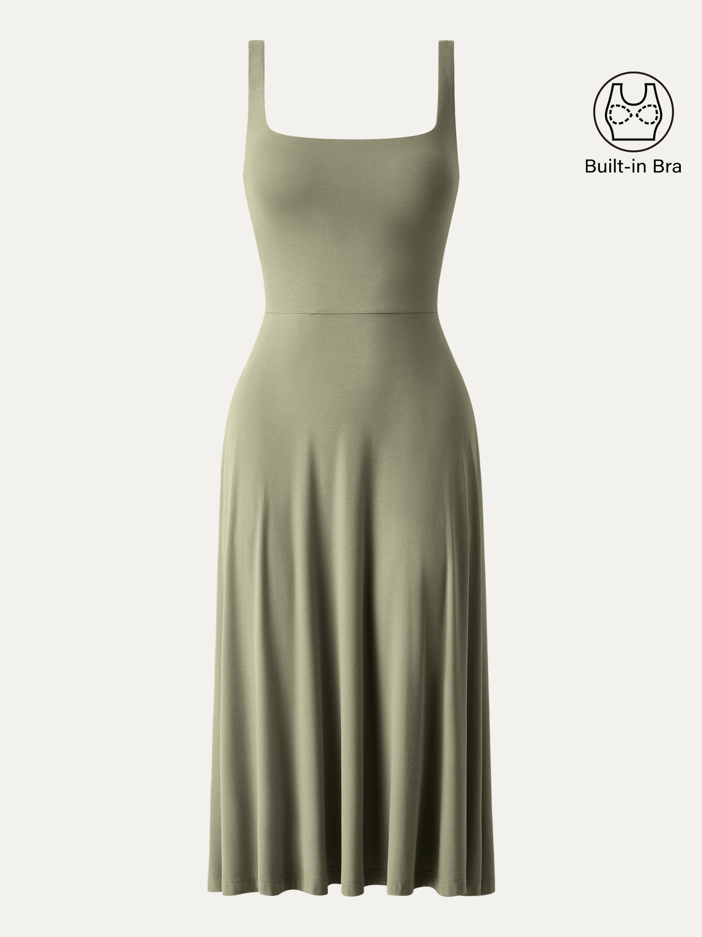 Square Neck Flowy New Airy Bra Midi Dress - Image 16