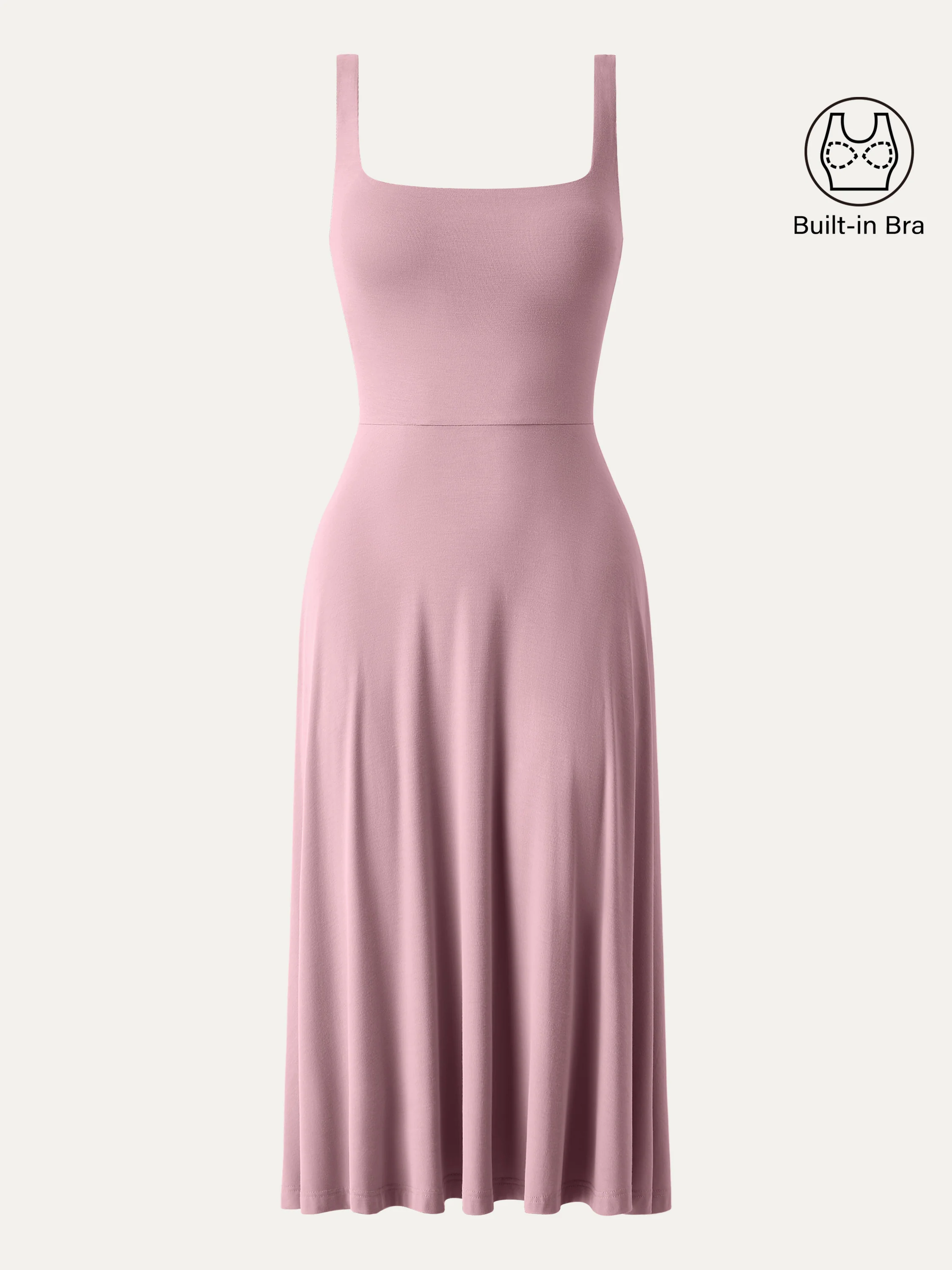 Square Neck Flowy New Airy Bra Midi Dress - Image 8