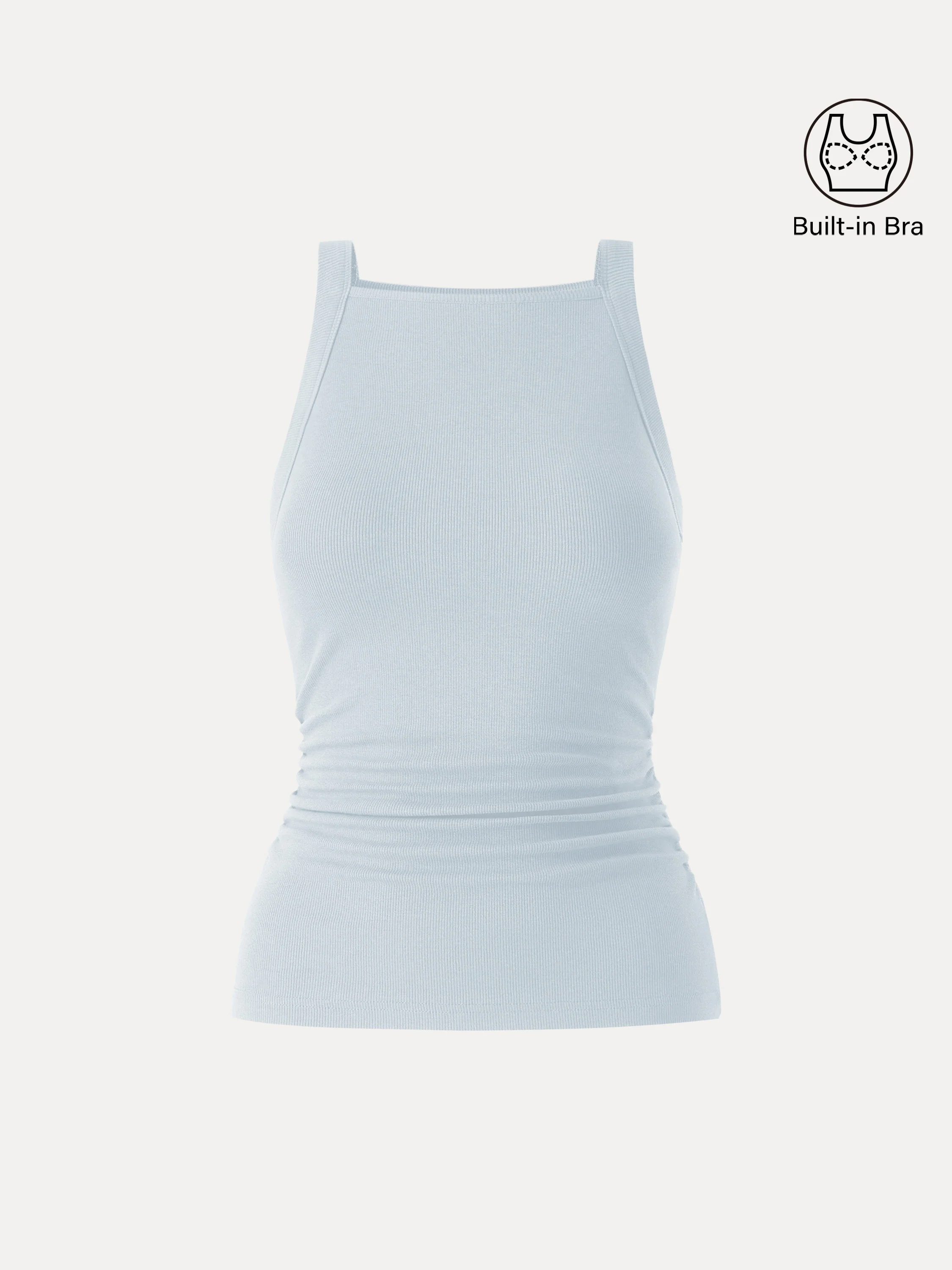 Square Neck Ruched Rib Bra Tank - Image 10