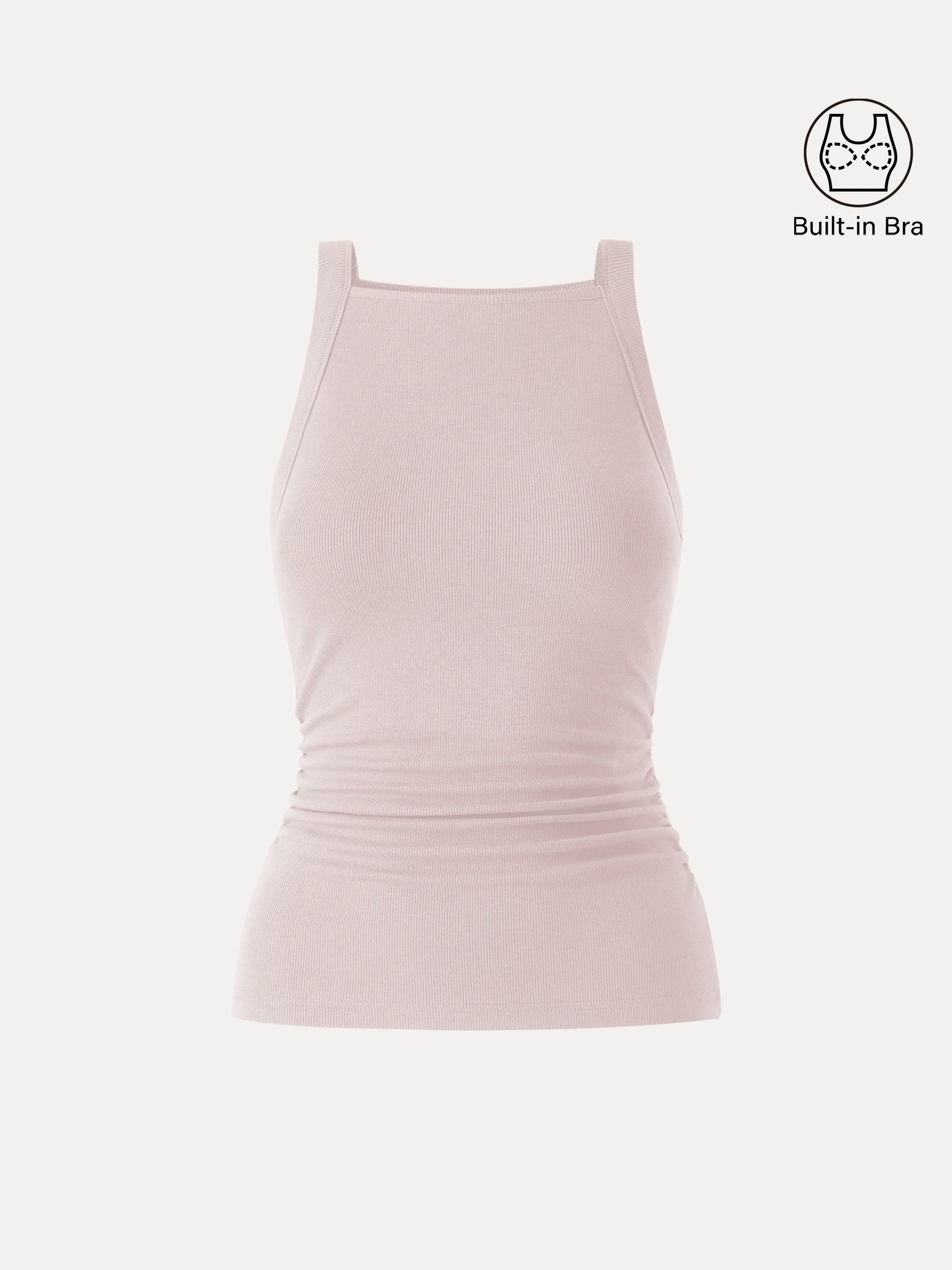 Square Neck Ruched Rib Bra Tank - Image 11
