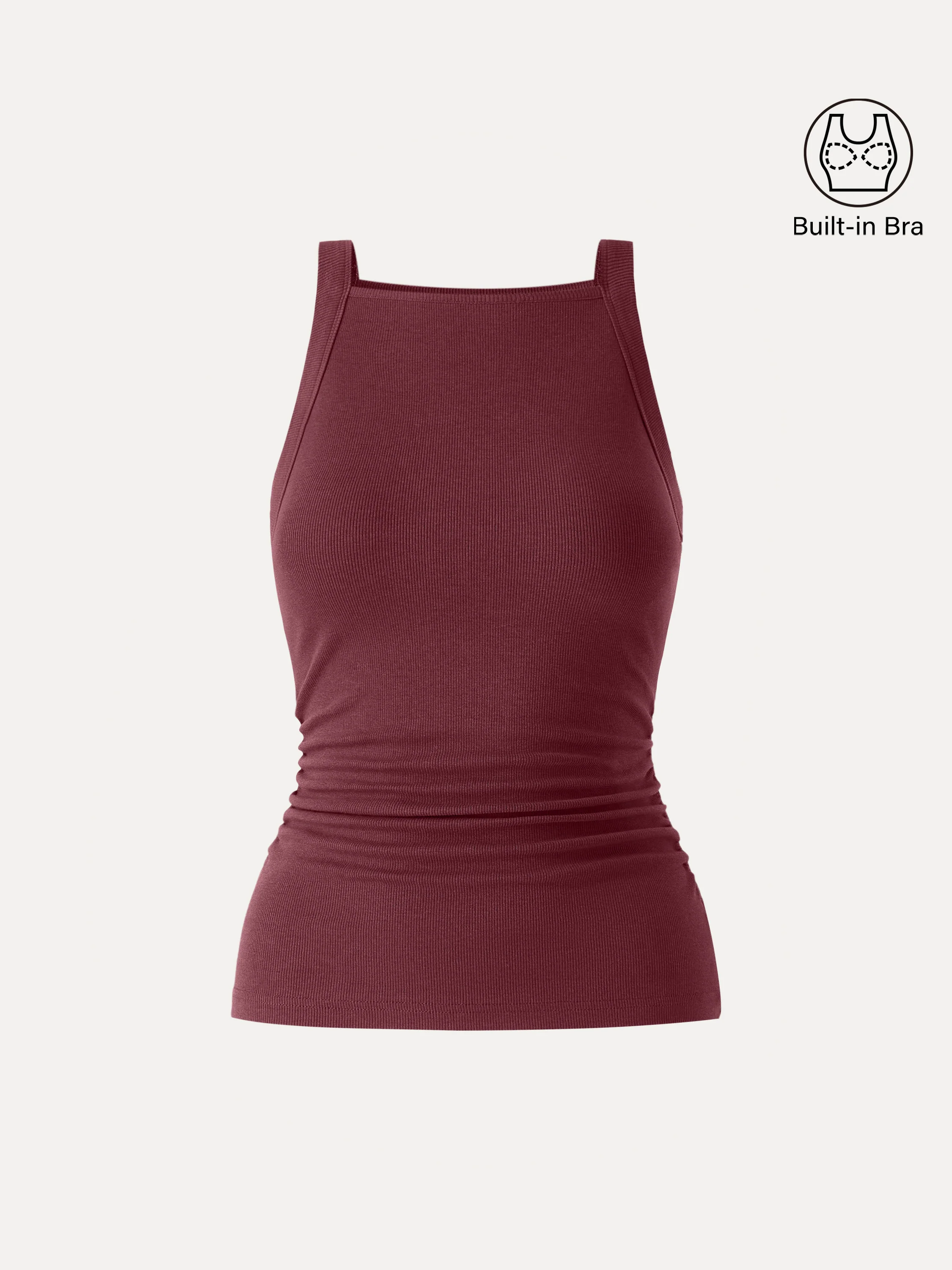 Square Neck Ruched Rib Bra Tank - Image 12