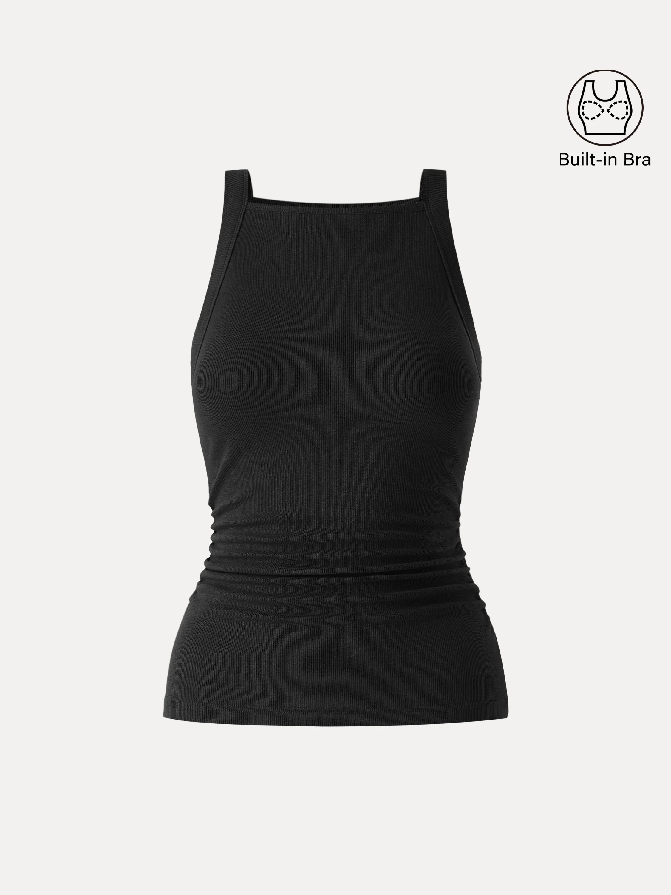Square Neck Ruched Rib Bra Tank - Image 14