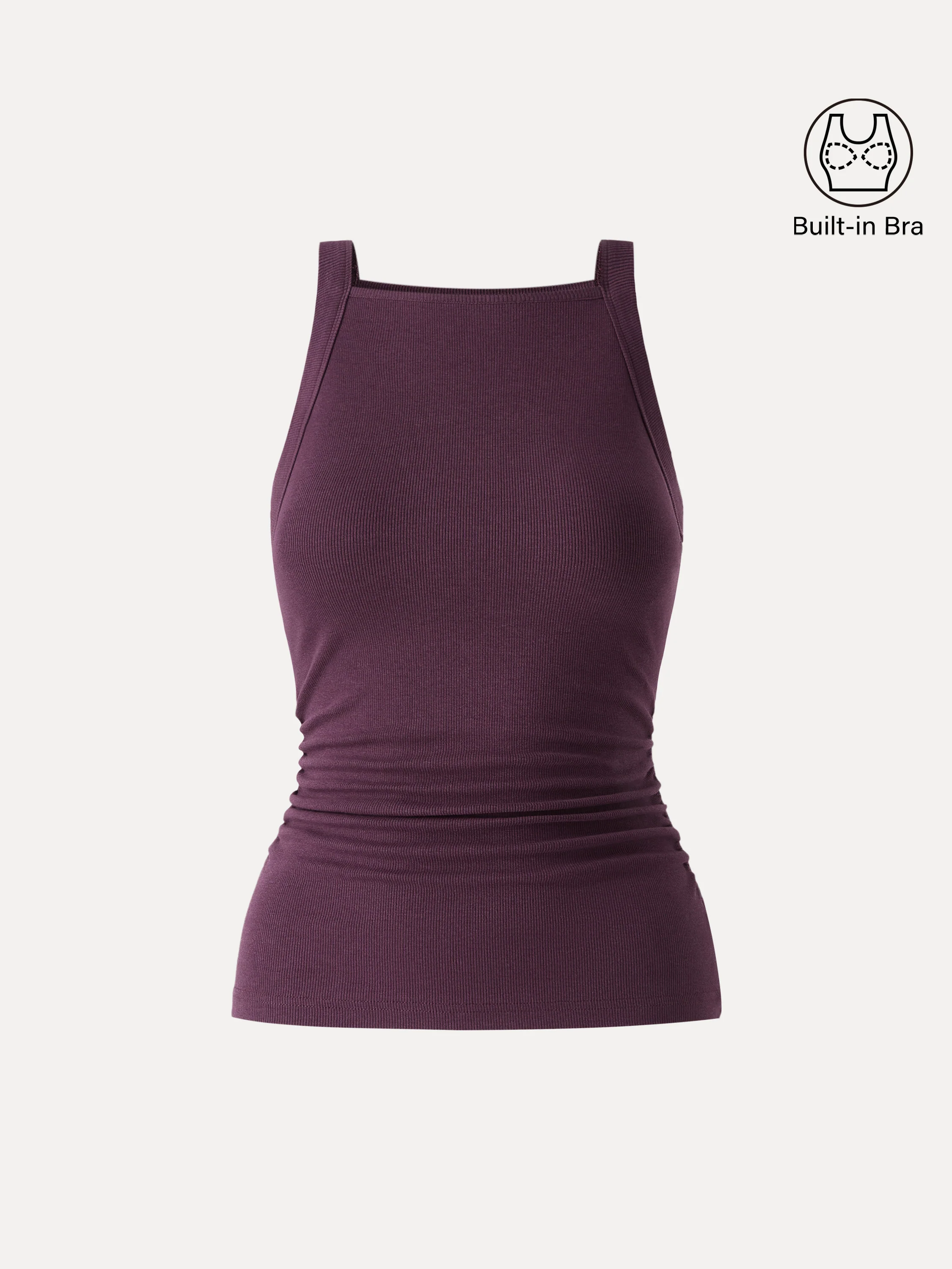 Square Neck Ruched Rib Bra Tank - Image 7