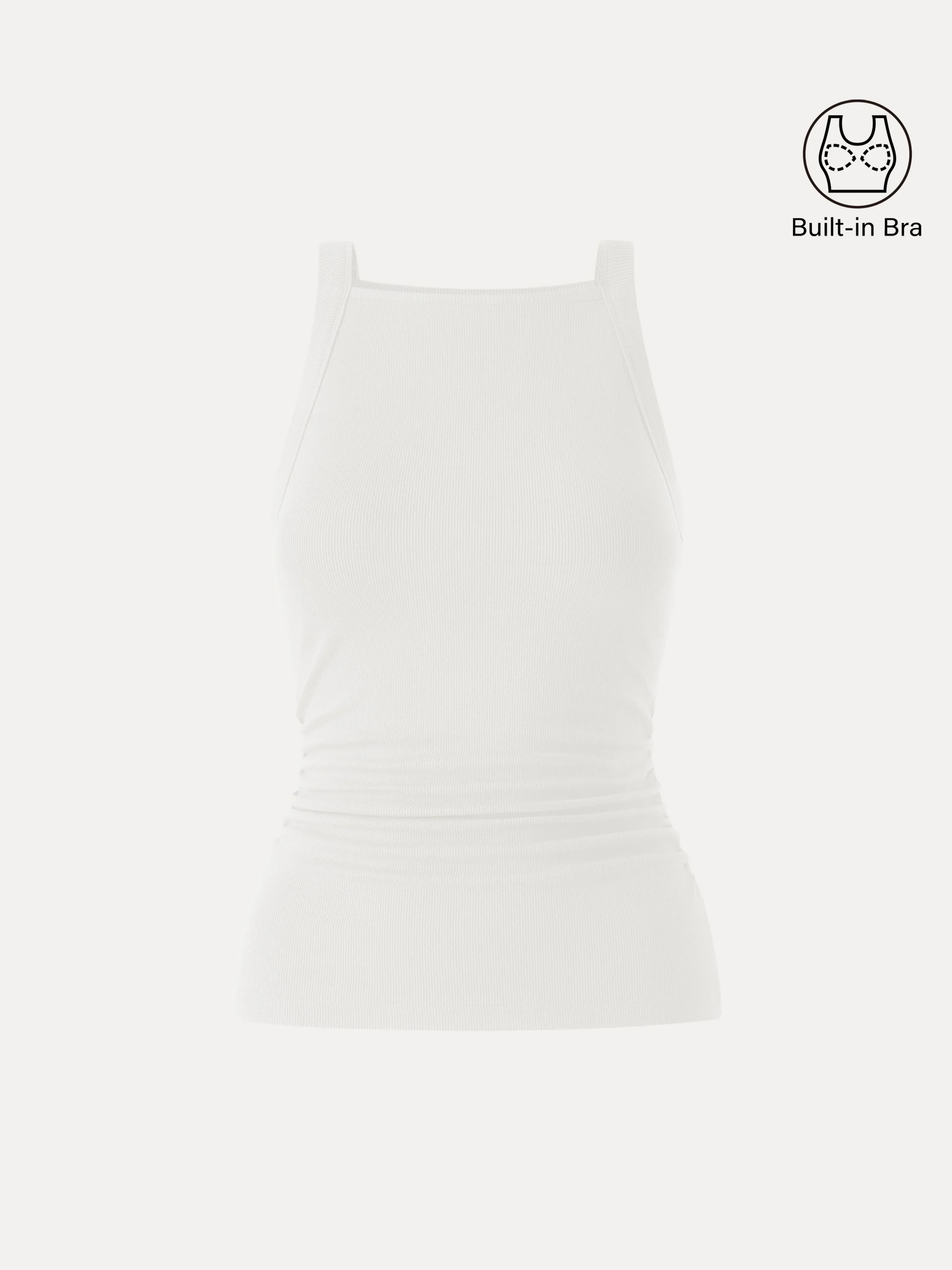 Square Neck Ruched Rib Bra Tank - Image 9
