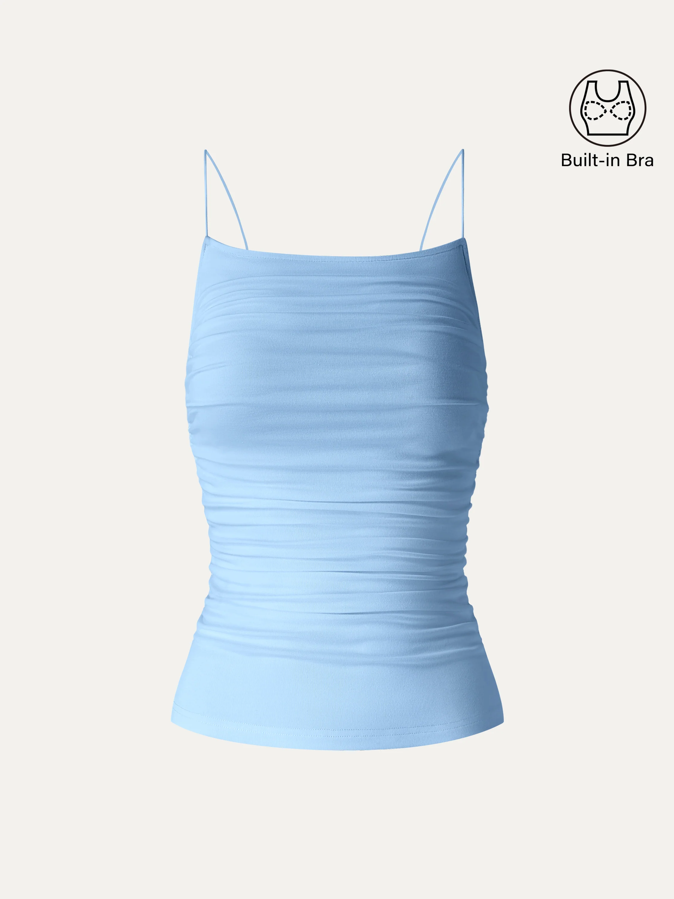 Square Neck Ruched Spaghetti Bra Top - Image 8