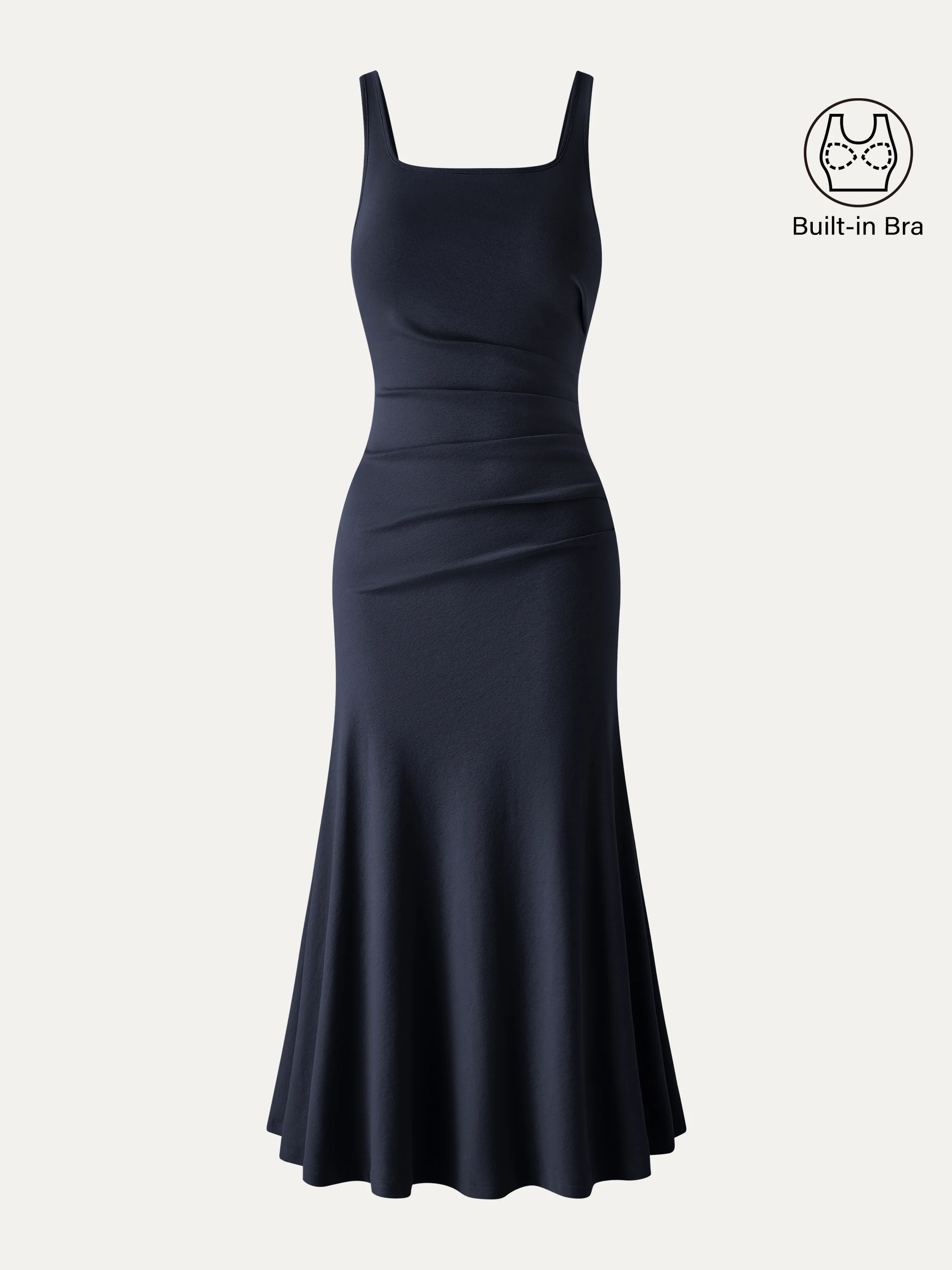 Square Neck Tucked Open Back Bra Dress - Image 7
