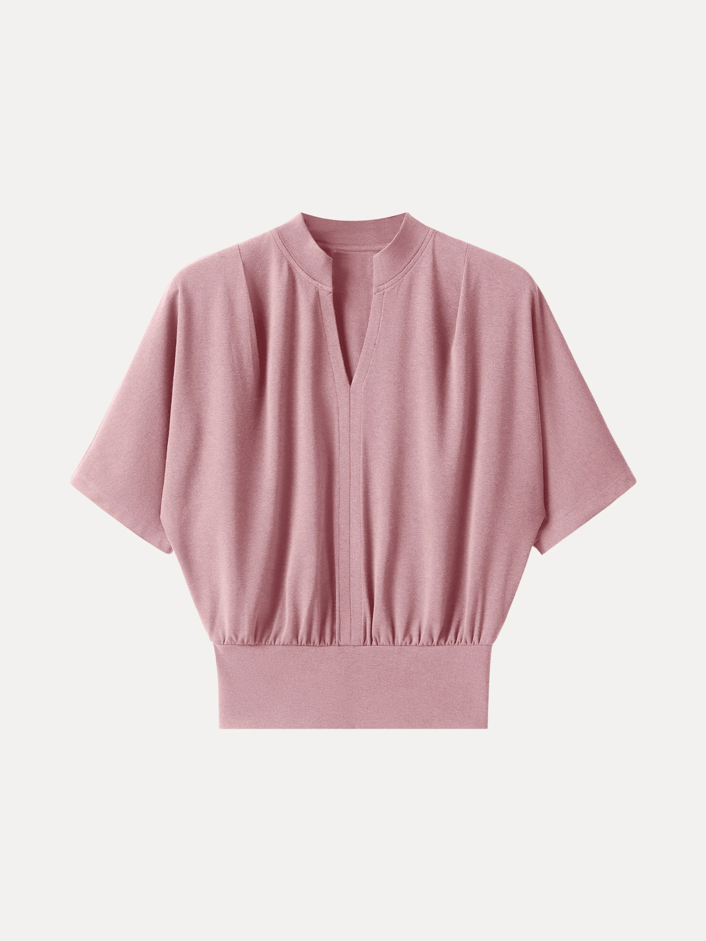 Stand Collar V-Neck Short Sleeve Top - Image 11