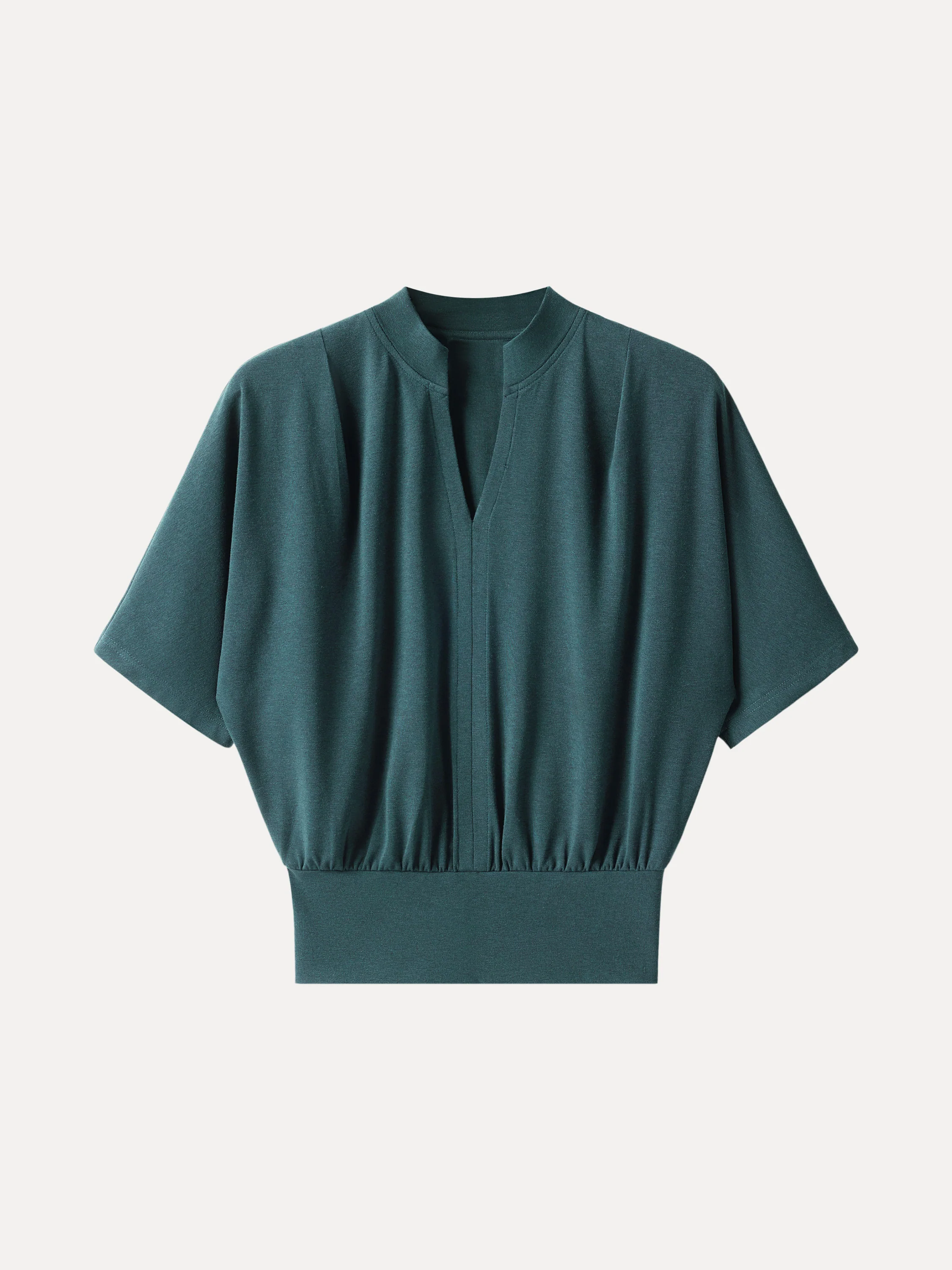 Stand Collar V-Neck Short Sleeve Top - Image 15