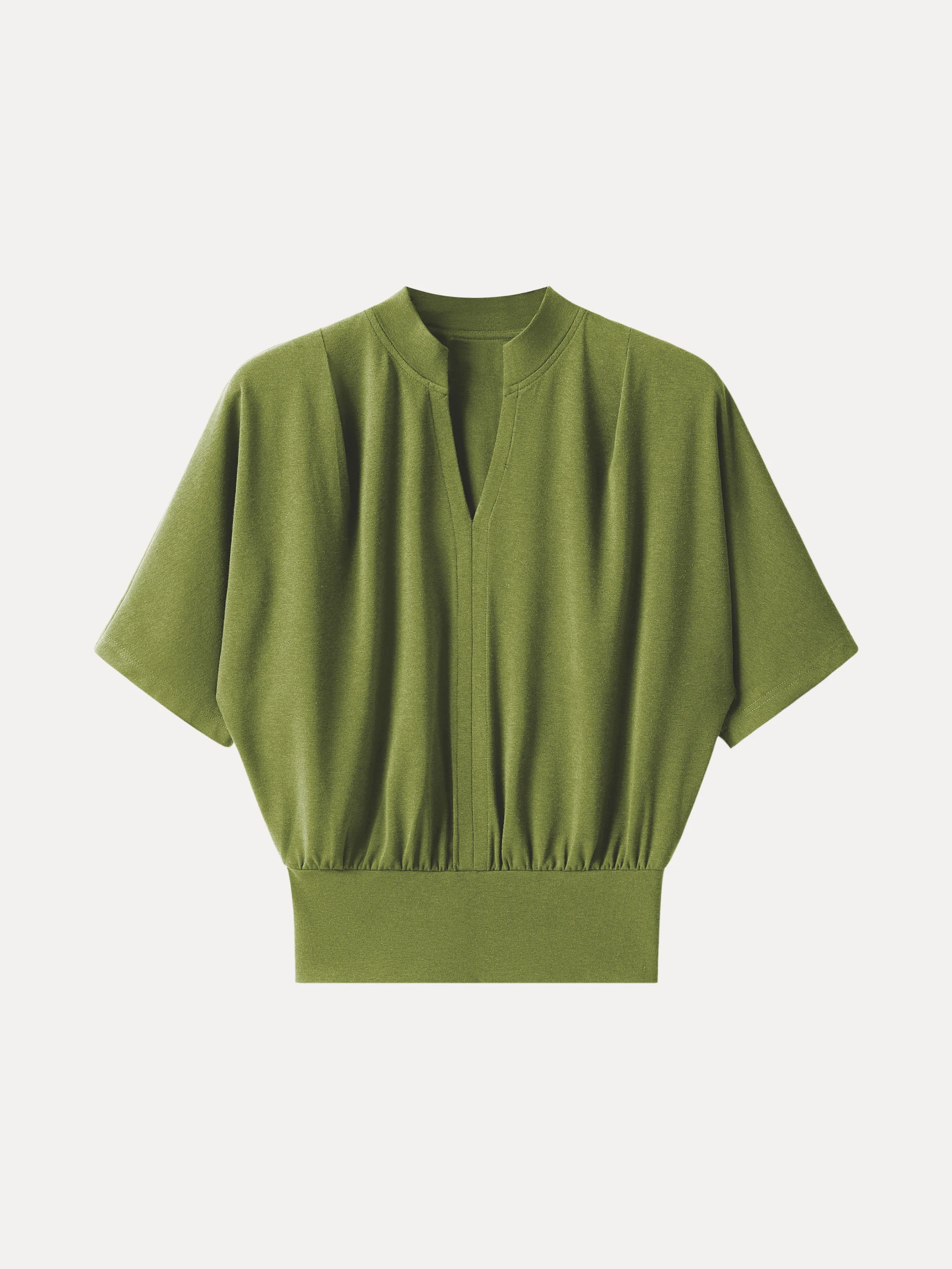Stand Collar V-Neck Short Sleeve Top - Image 16