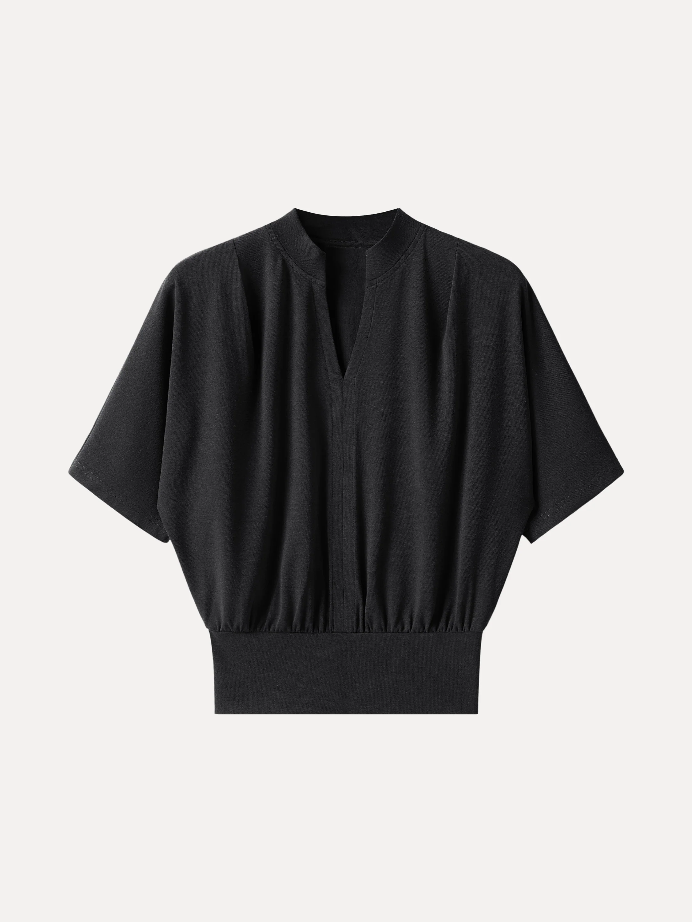 Stand Collar V-Neck Short Sleeve Top - Image 17