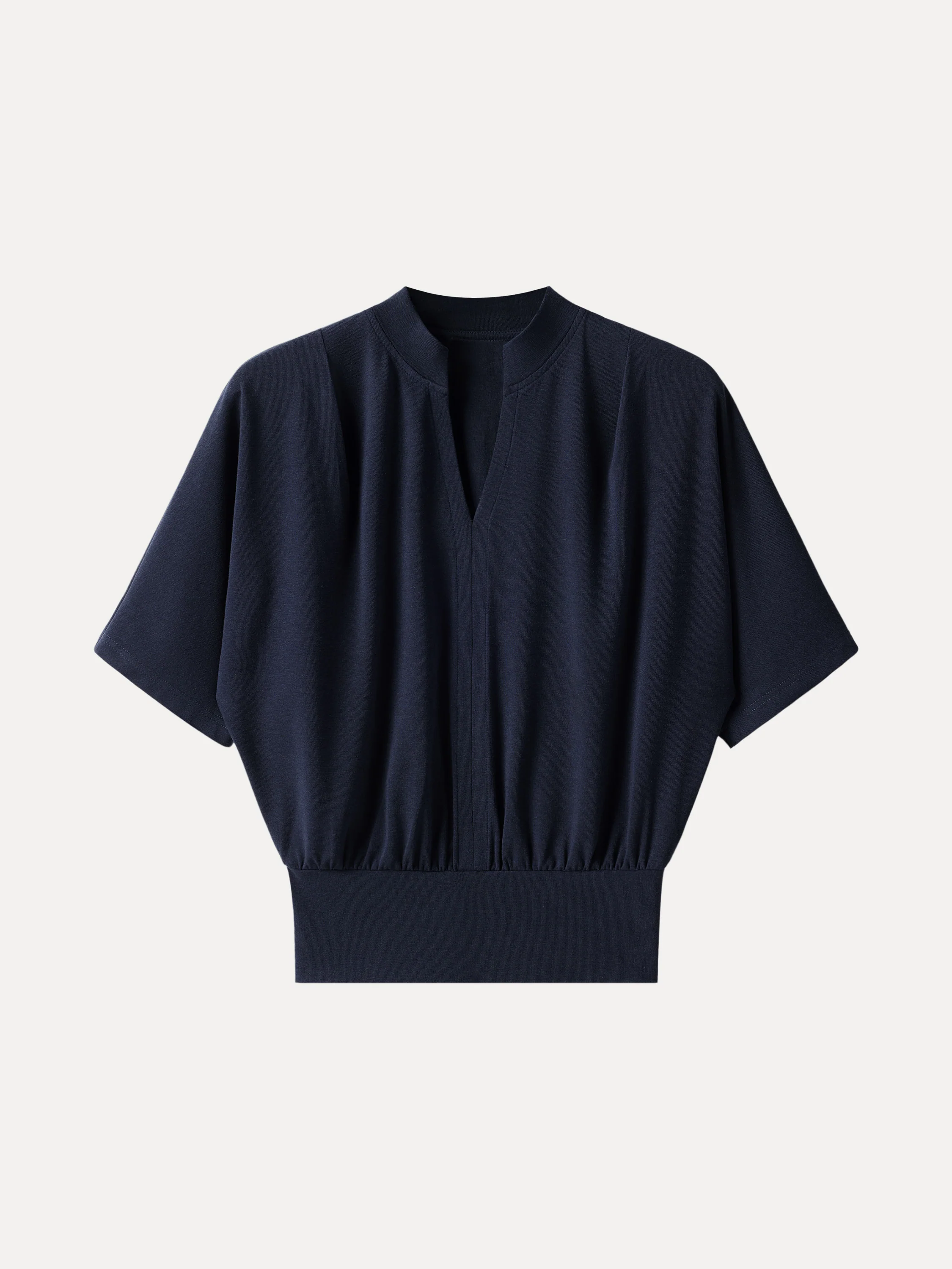 Stand Collar V-Neck Short Sleeve Top - Image 7