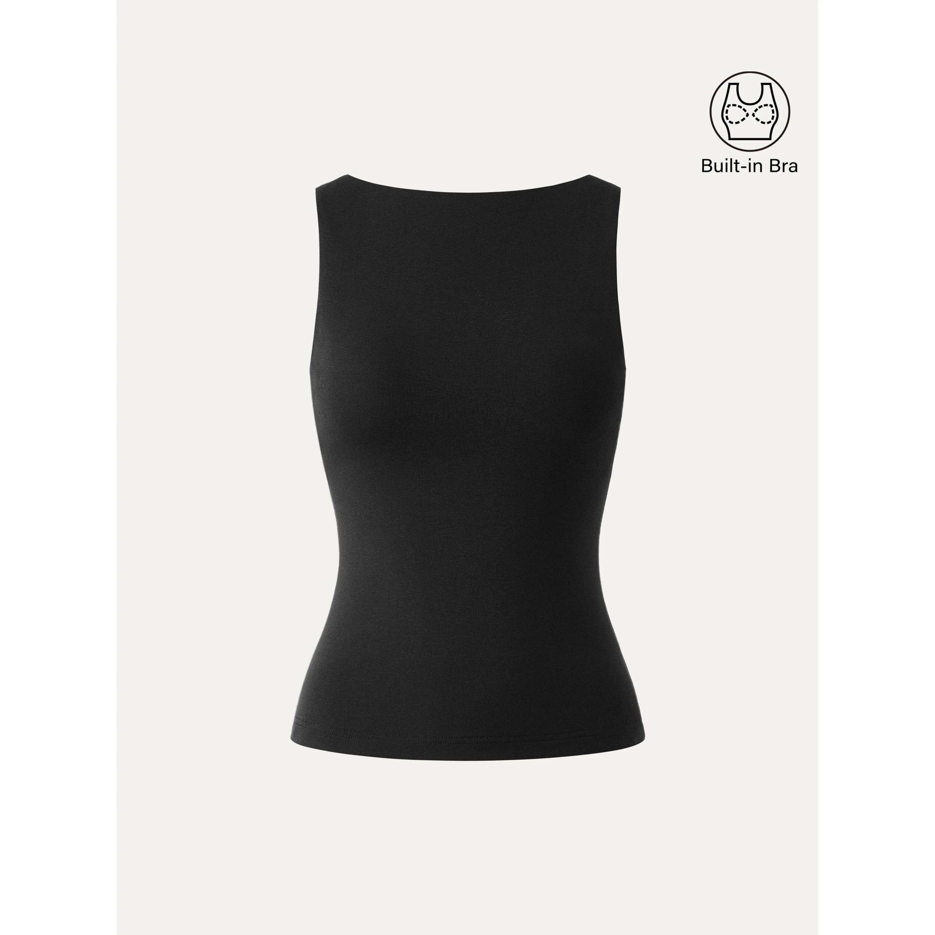 Stretch Cotton Boatneck Bra Tank - Image 11