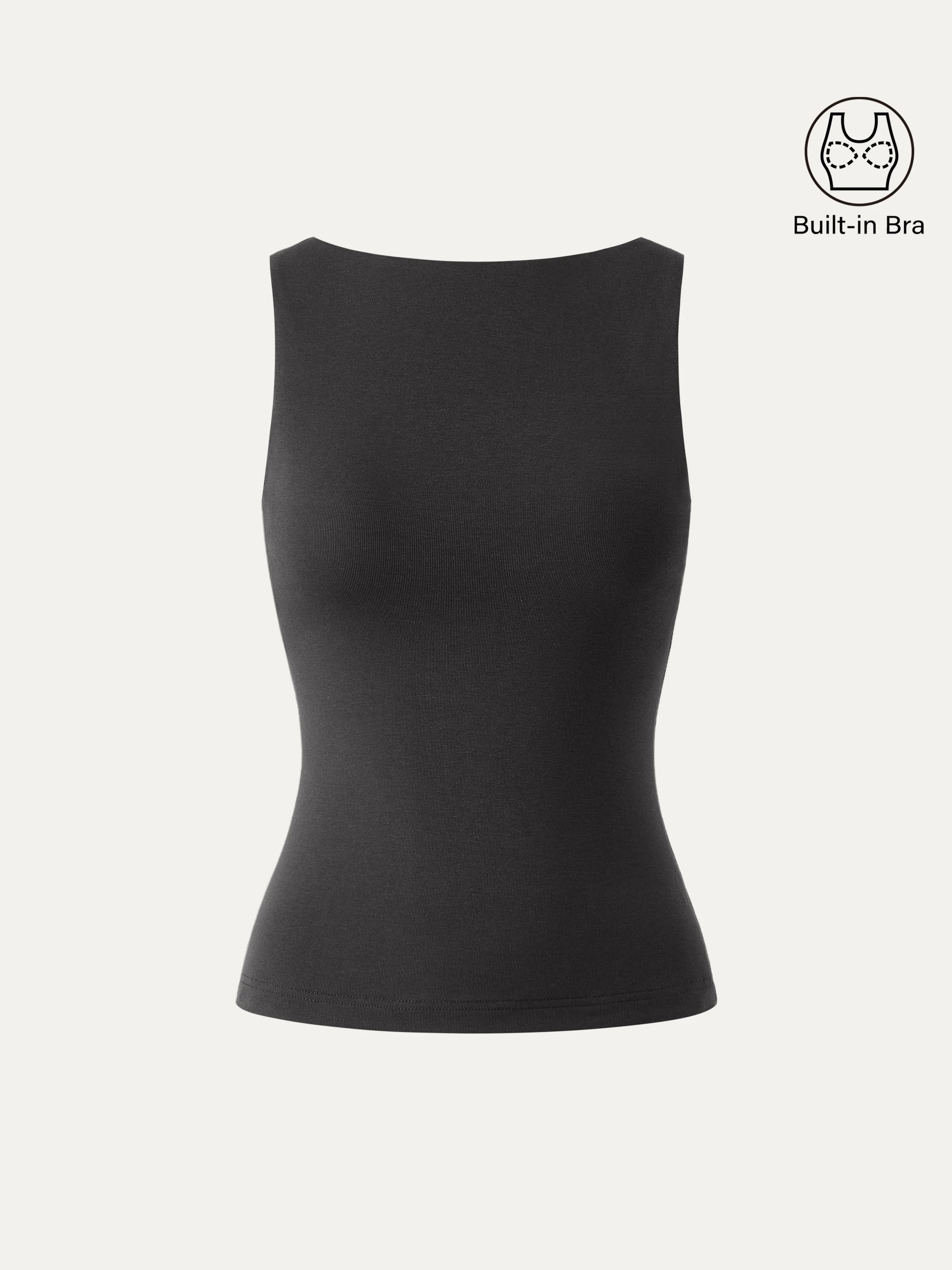 Stretch Cotton Boatneck Bra Tank - Image 13