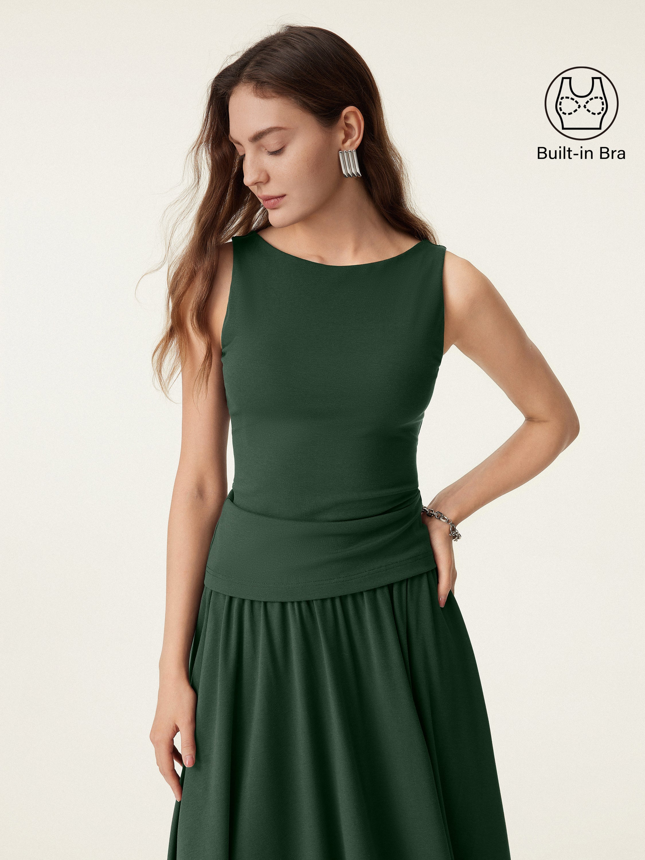 Stretch Cotton Boatneck Bra Tank - Image 4