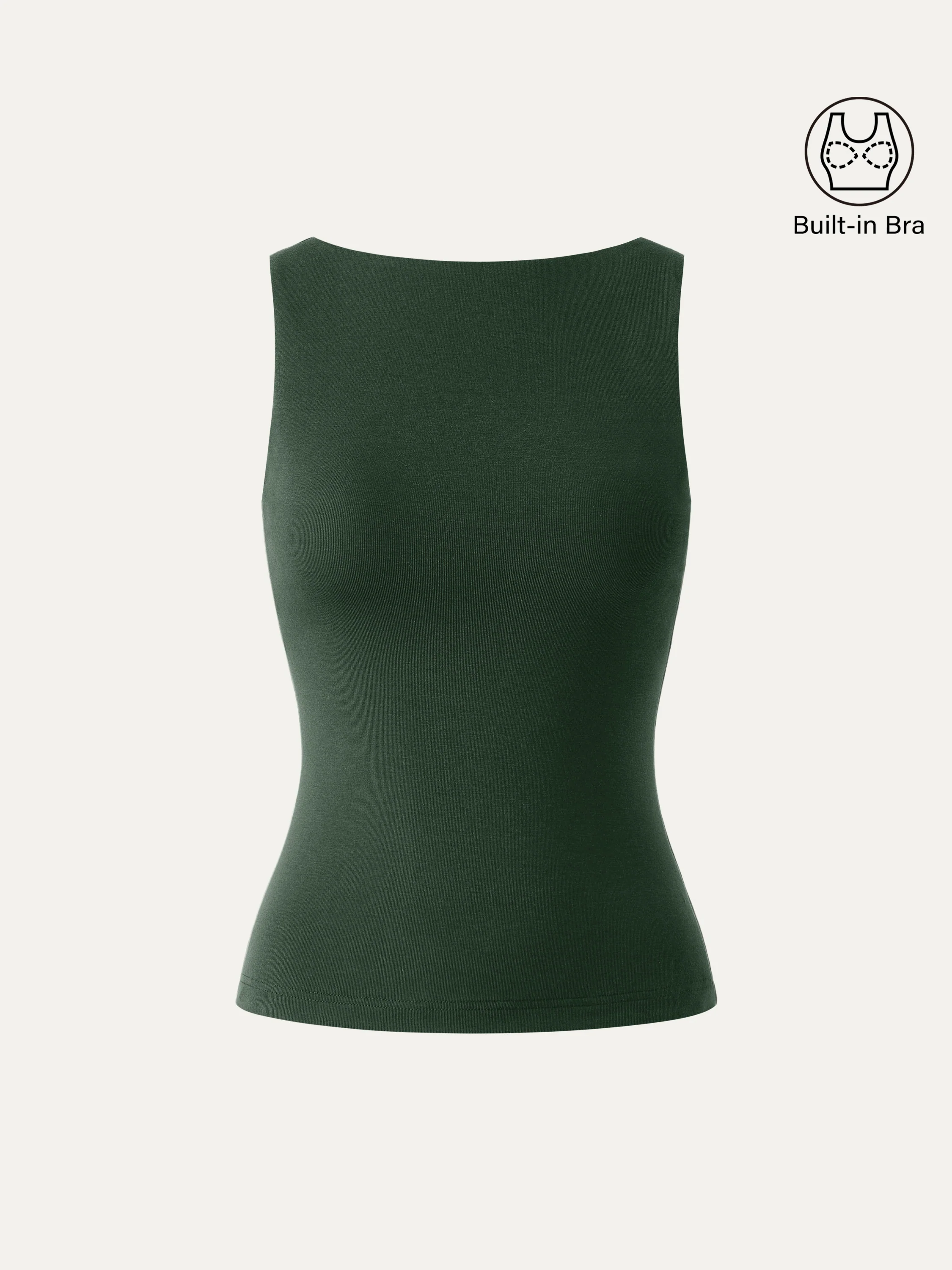 Stretch Cotton Boatneck Bra Tank - Image 8