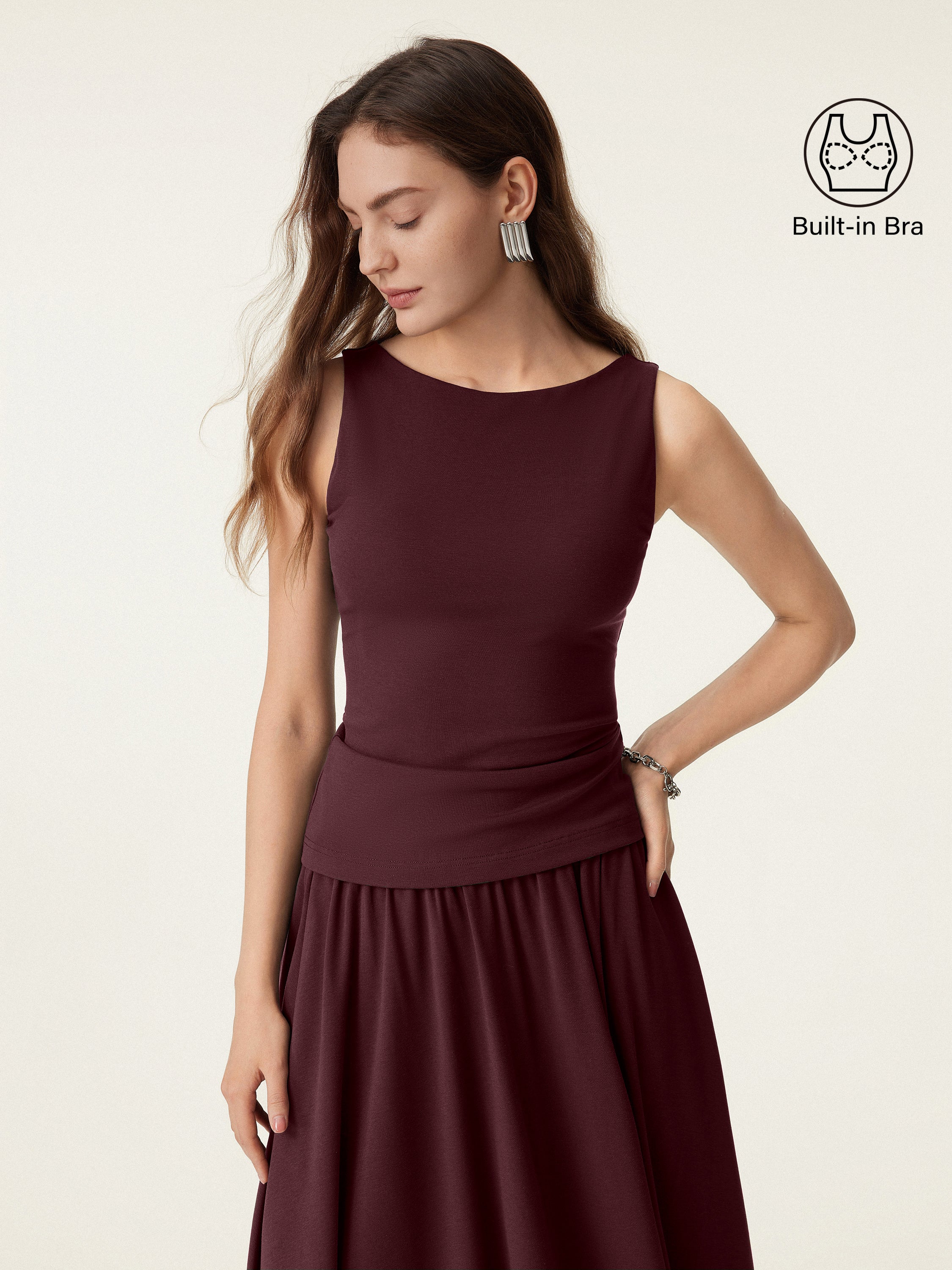 Stretch Cotton Boatneck Bra Tank - Image 9