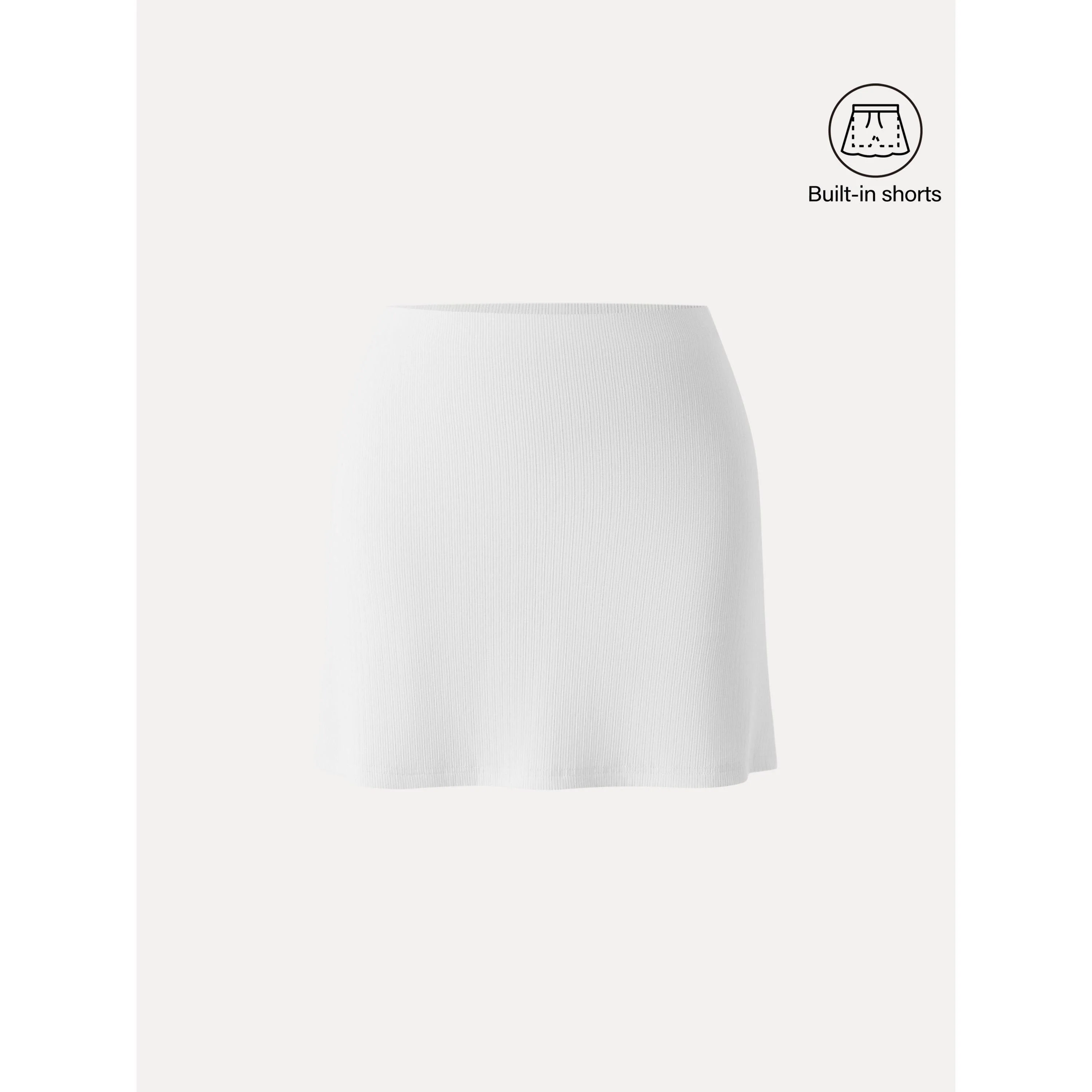 Stretch Cotton Pointelle A-line Mini Skirt with Built-in Shorts - Image 8