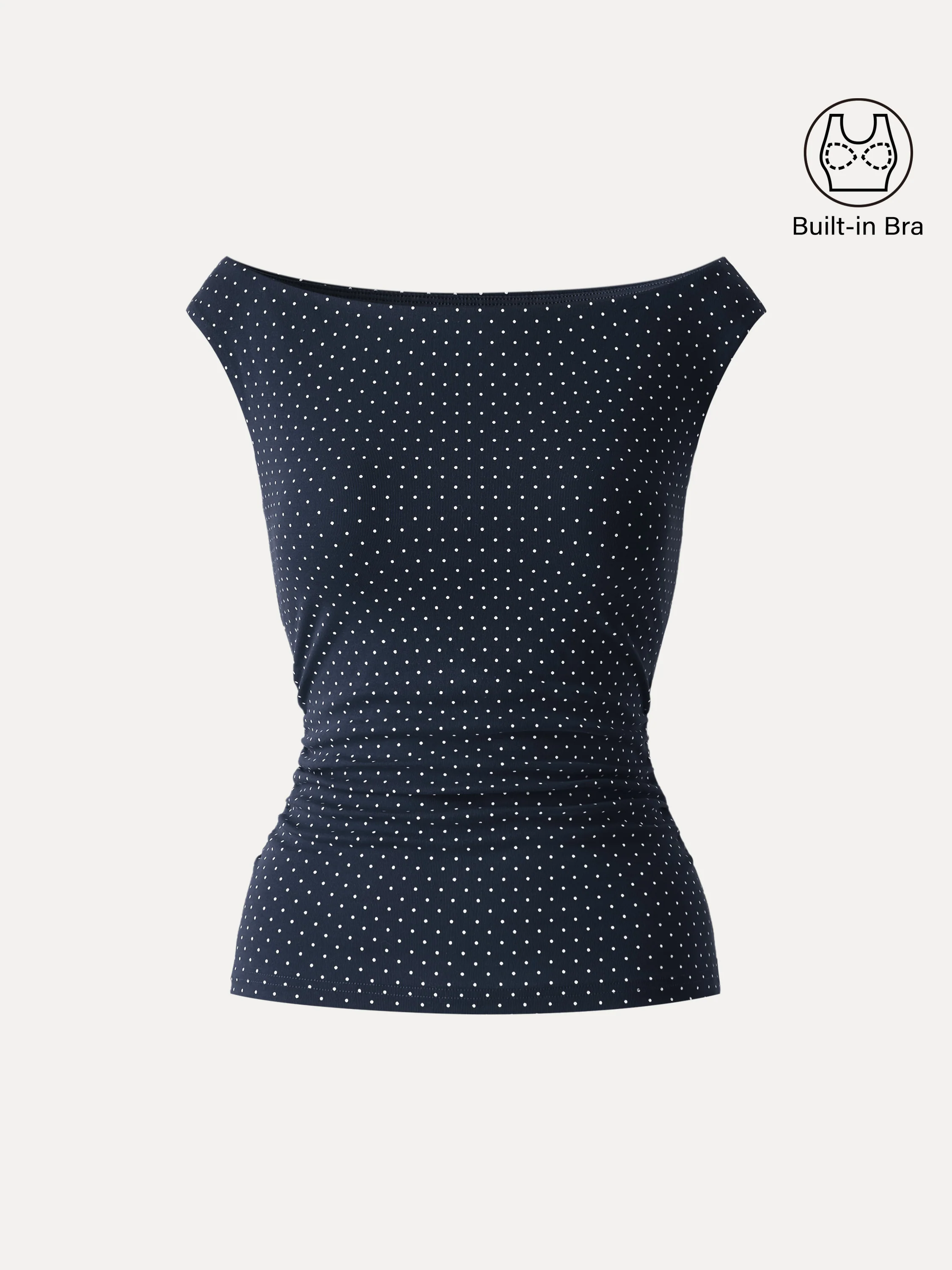 Stretch Cotton Polka Dot Boatneck Ruched Bra Top Limited Edition - Image 10