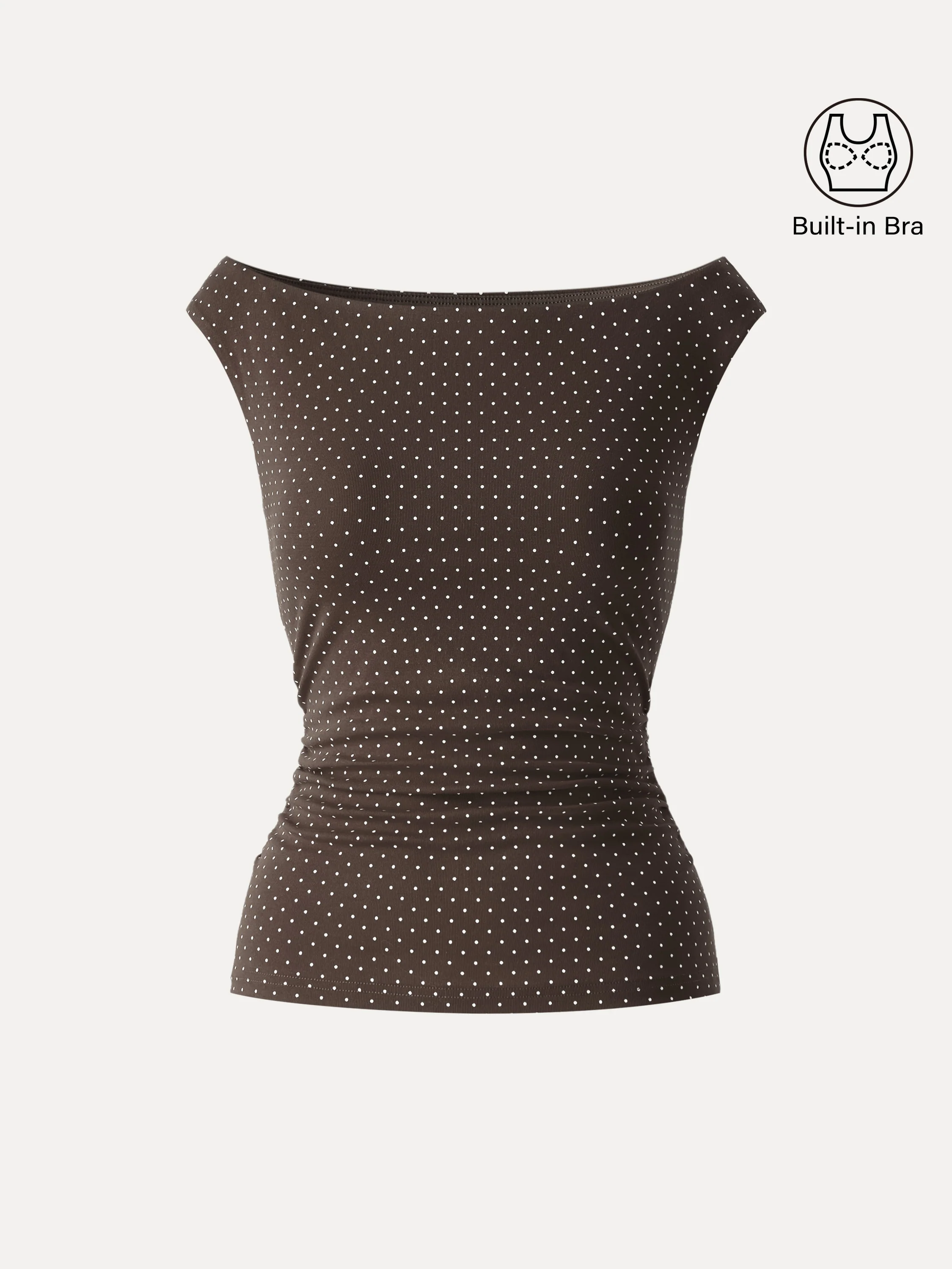 Stretch Cotton Polka Dot Boatneck Ruched Bra Top Limited Edition - Image 14