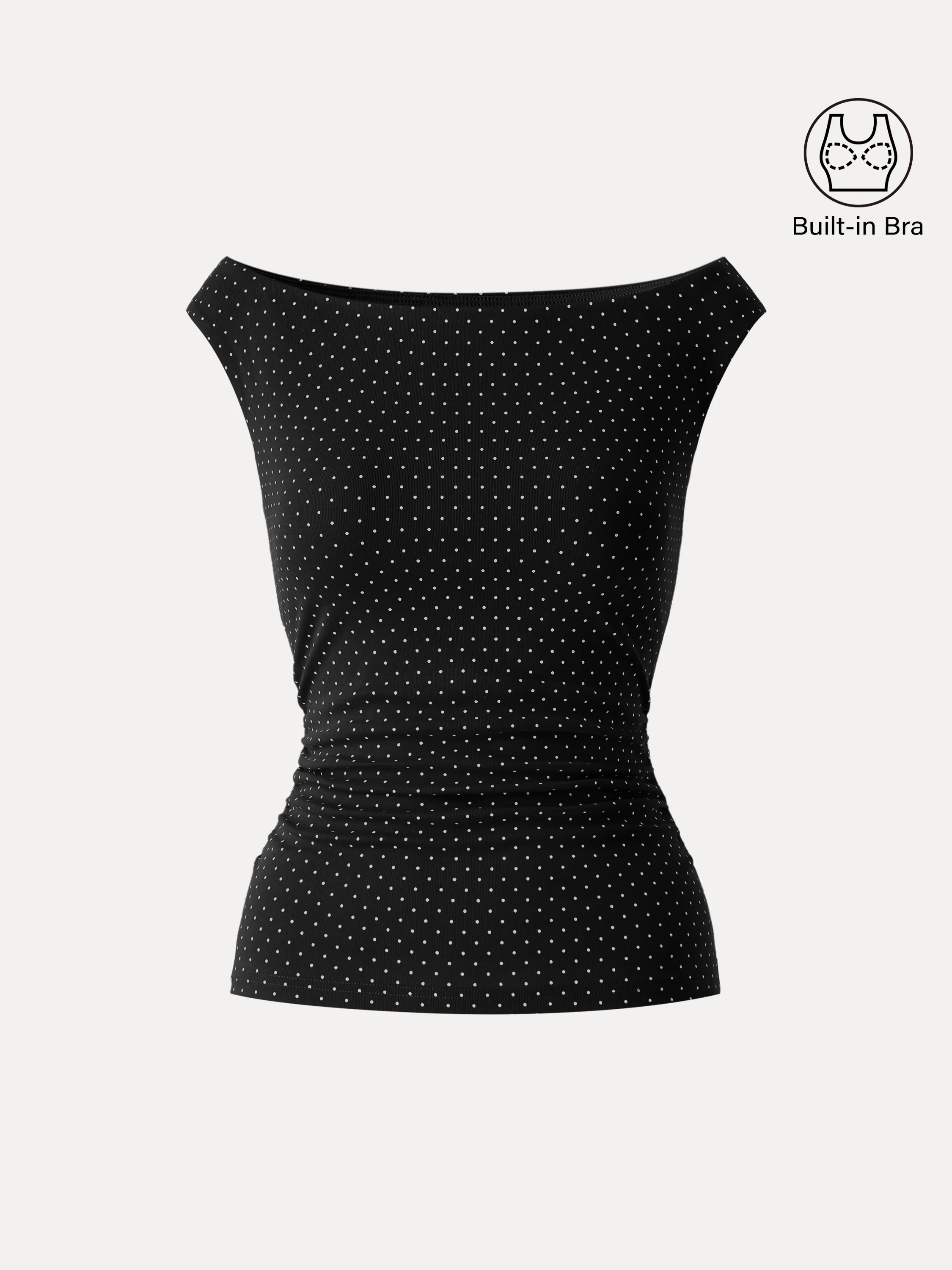Stretch Cotton Polka Dot Boatneck Ruched Bra Top Limited Edition - Image 16