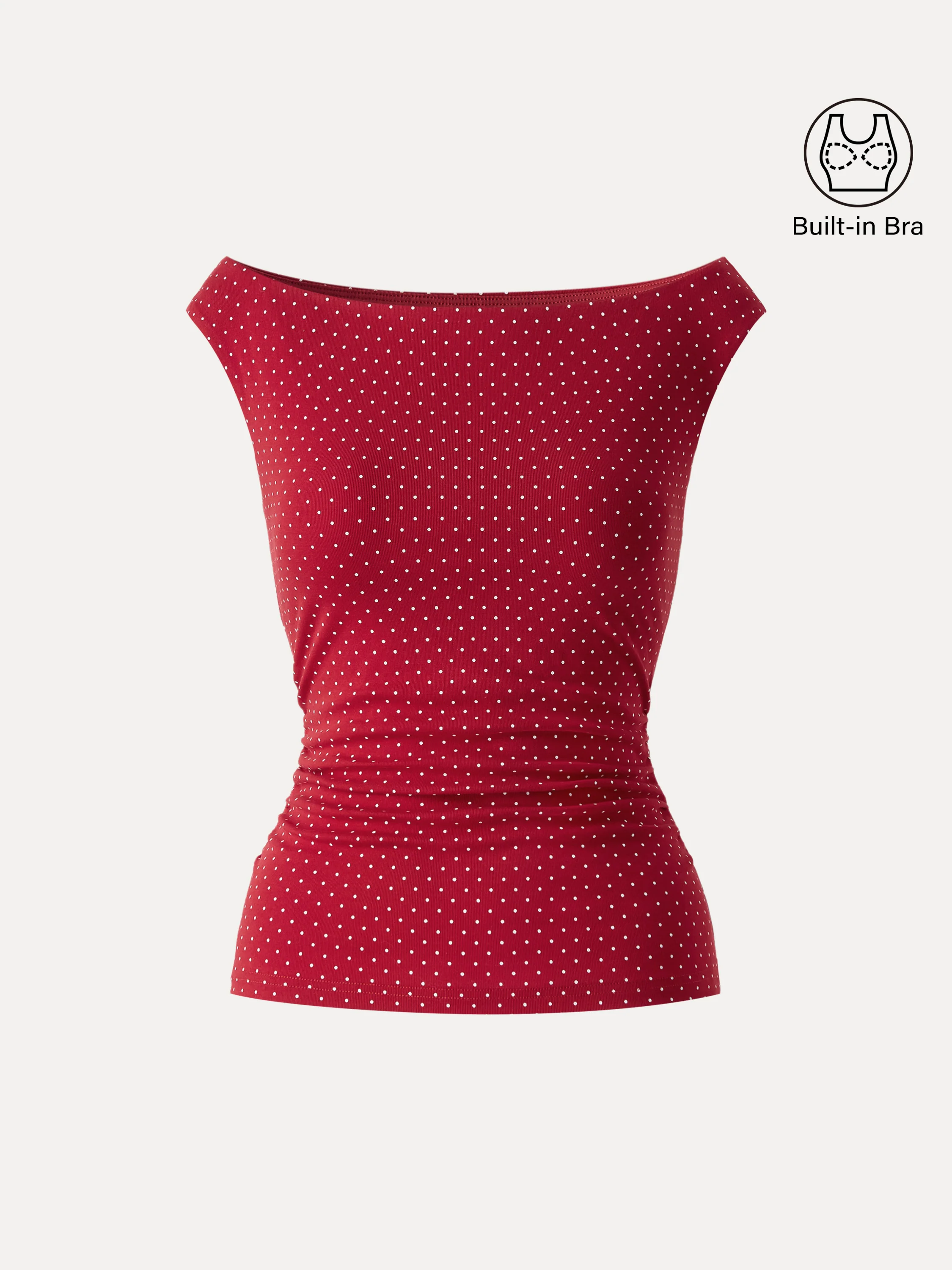 Stretch Cotton Polka Dot Boatneck Ruched Bra Top Limited Edition - Image 7