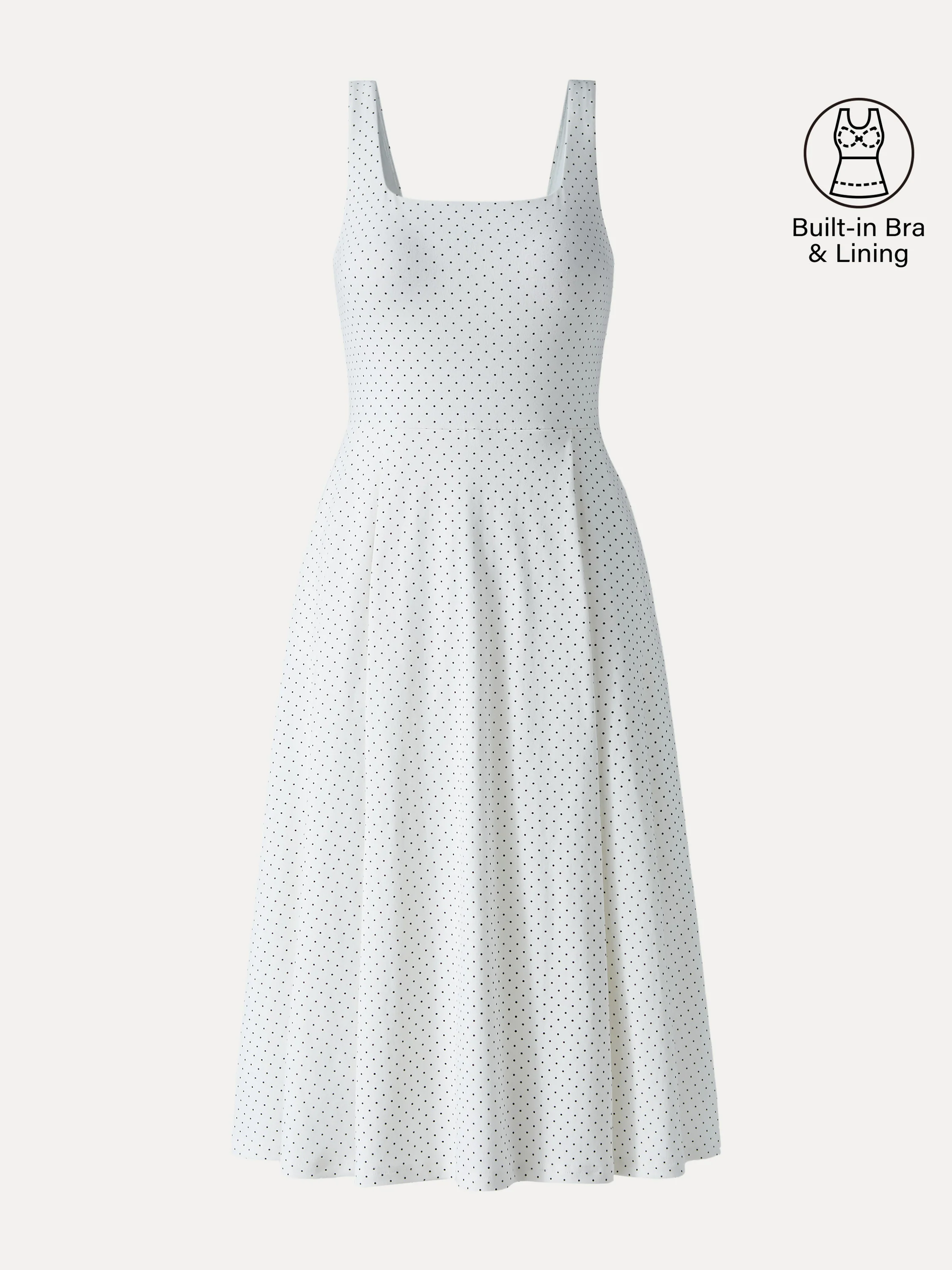 Stretch Cotton Polka Dot Square Neck Midi Bra Dress with Pockets Limited Edition - Image 7