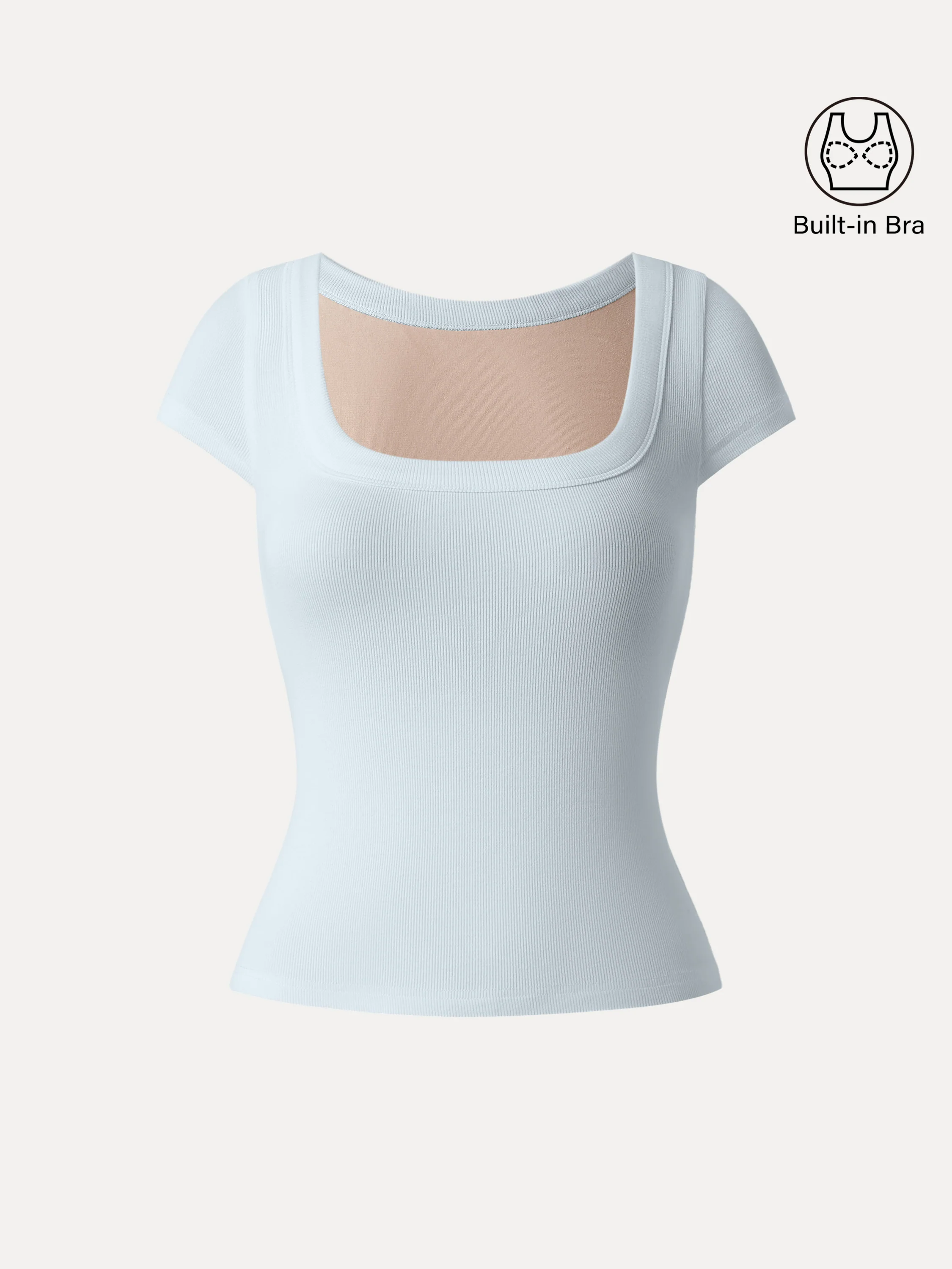 Stretch Cotton Square Neck Cap Sleeve Bra Top - Image 11