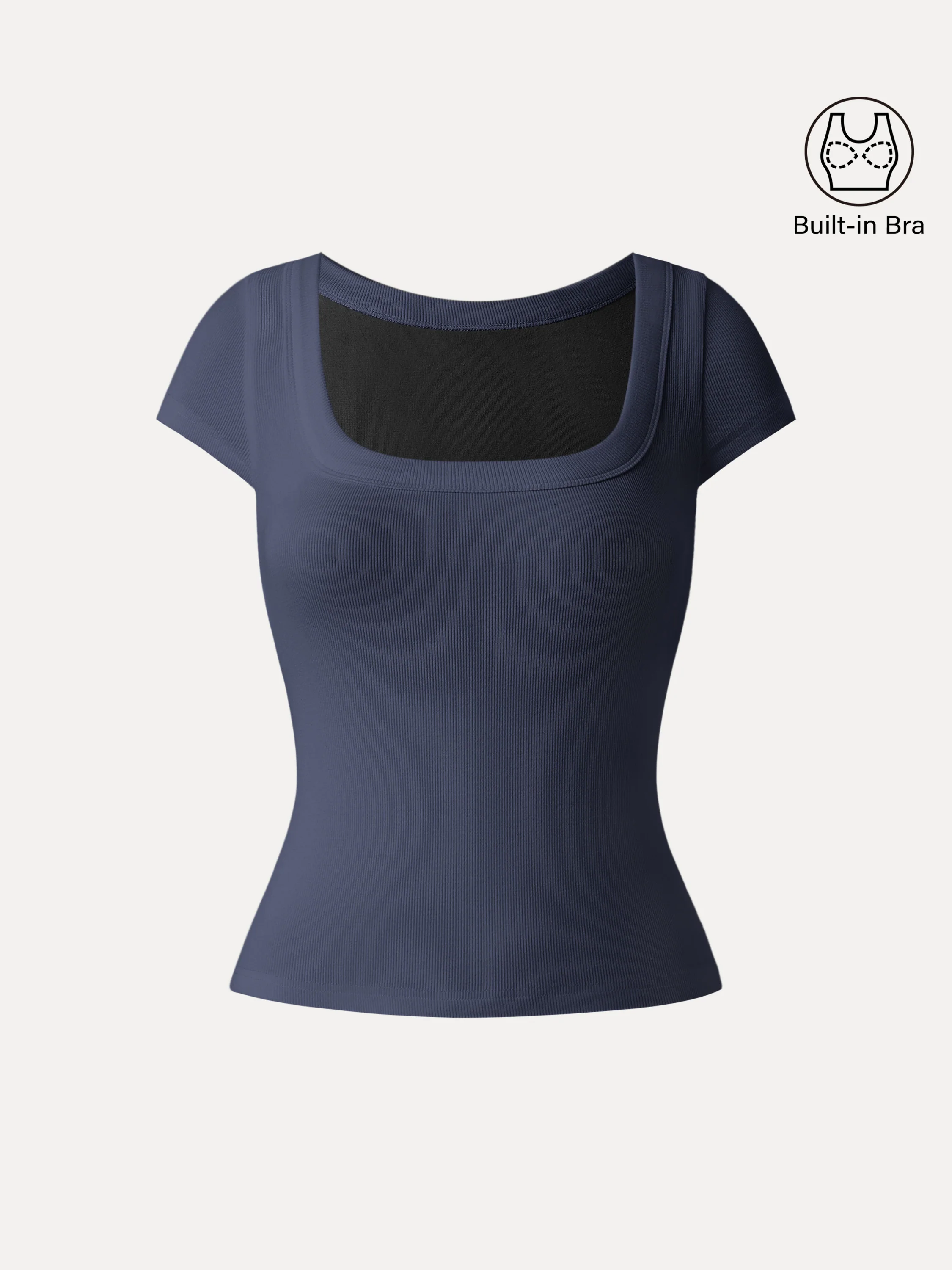 Stretch Cotton Square Neck Cap Sleeve Bra Top - Image 12