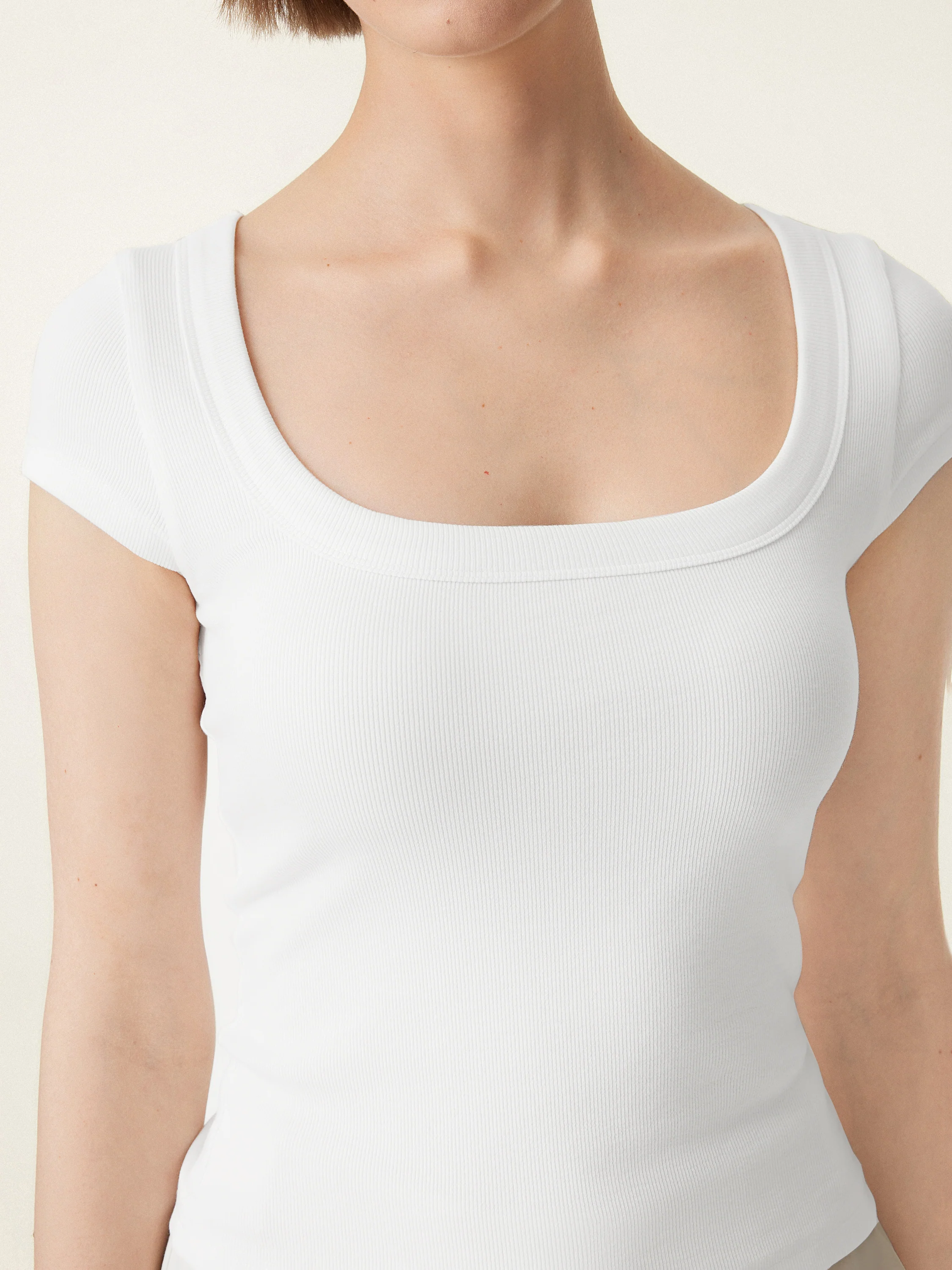 Stretch Cotton Square Neck Cap Sleeve Bra Top - Image 5