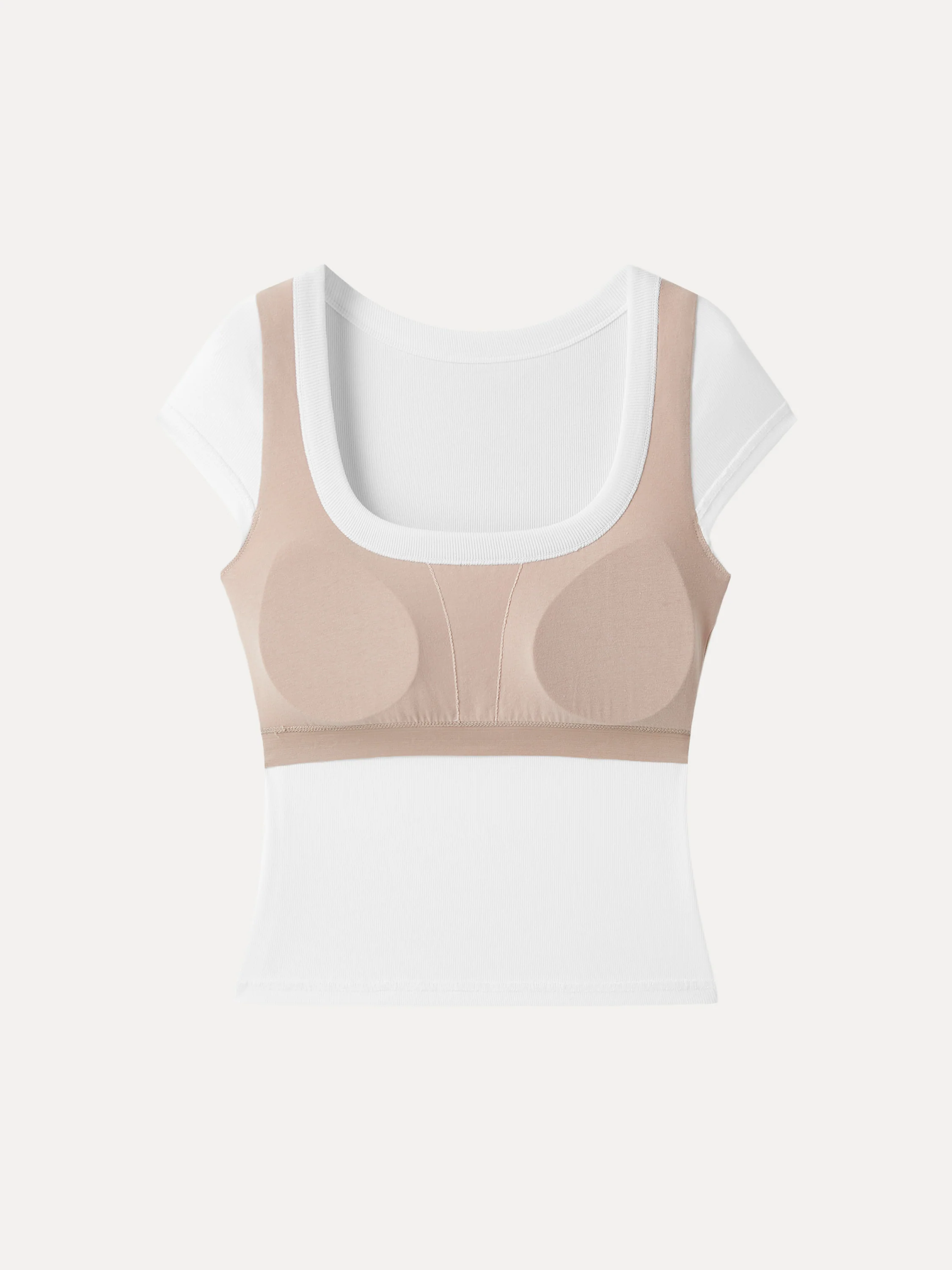Stretch Cotton Square Neck Cap Sleeve Bra Top - Image 6