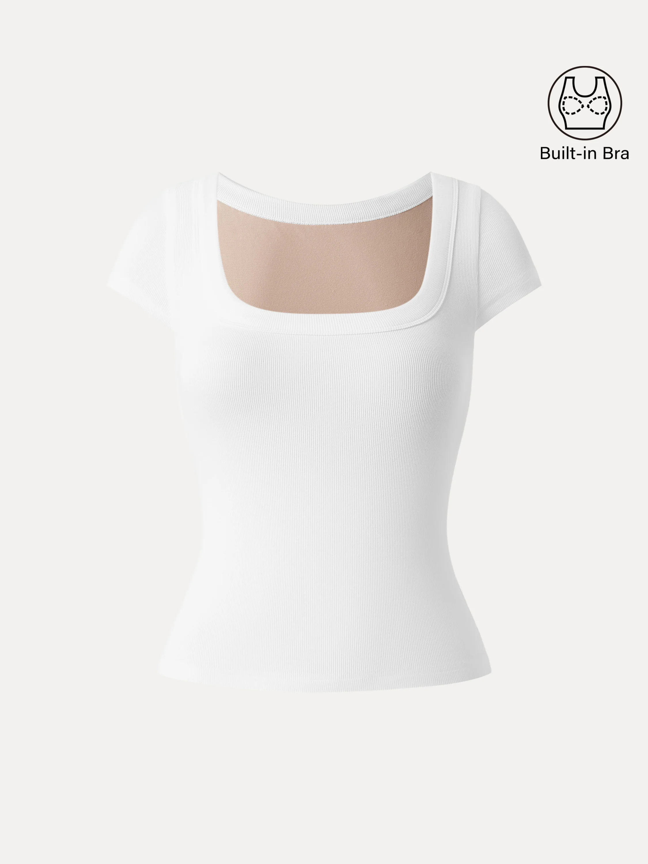Stretch Cotton Square Neck Cap Sleeve Bra Top - Image 7
