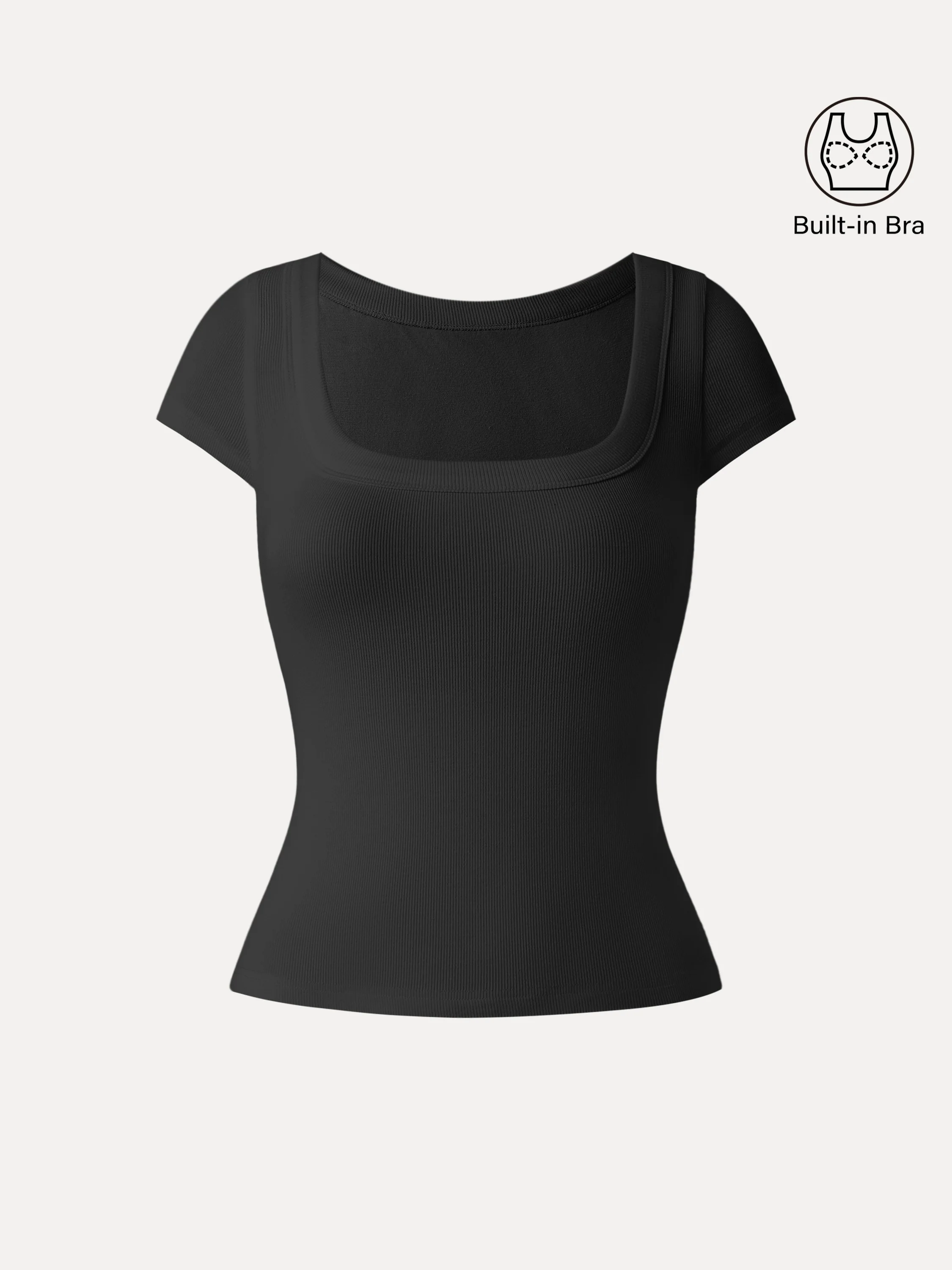 Stretch Cotton Square Neck Cap Sleeve Bra Top - Image 8