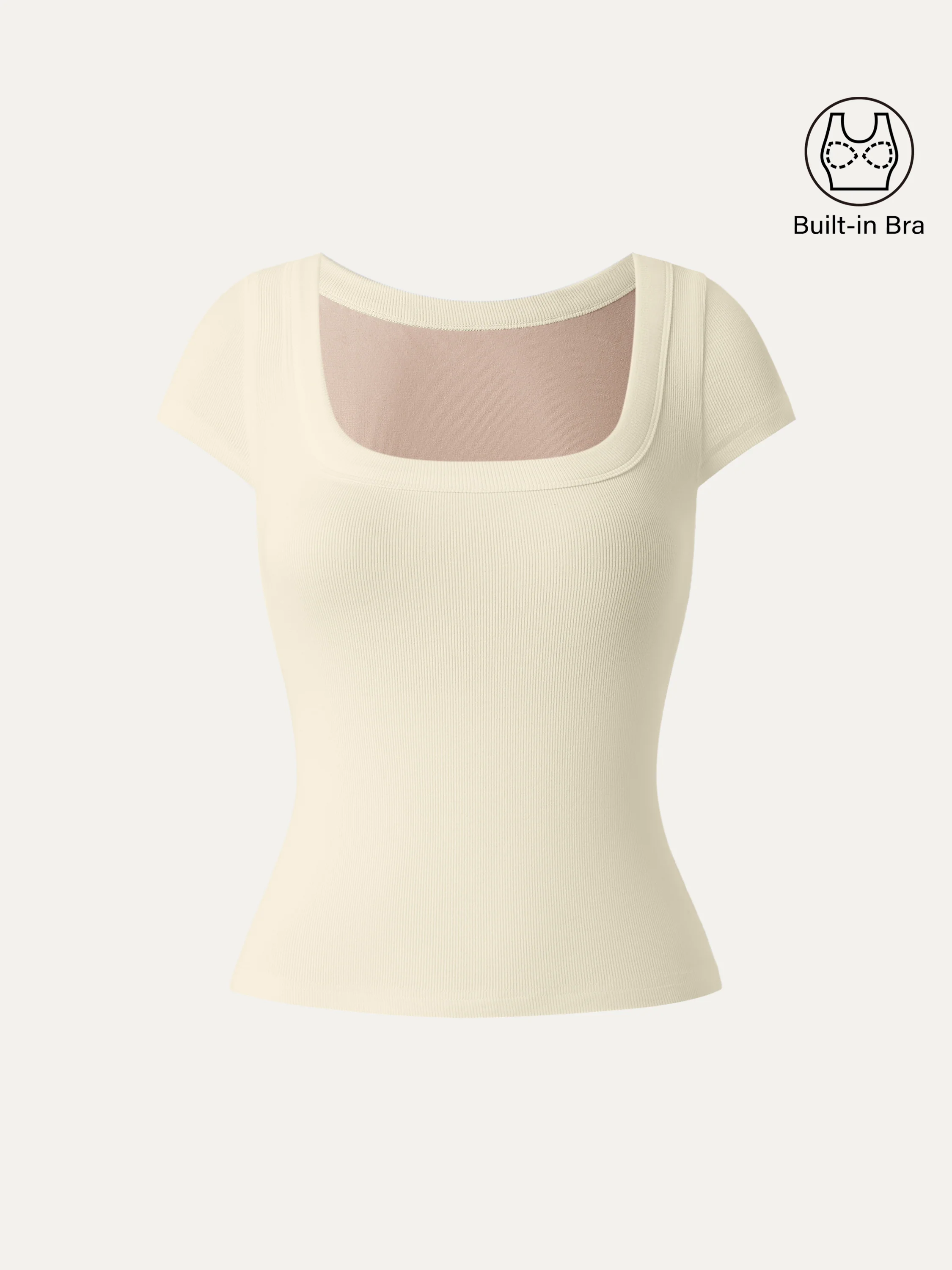 Stretch Cotton Square Neck Cap Sleeve Bra Top - Image 9