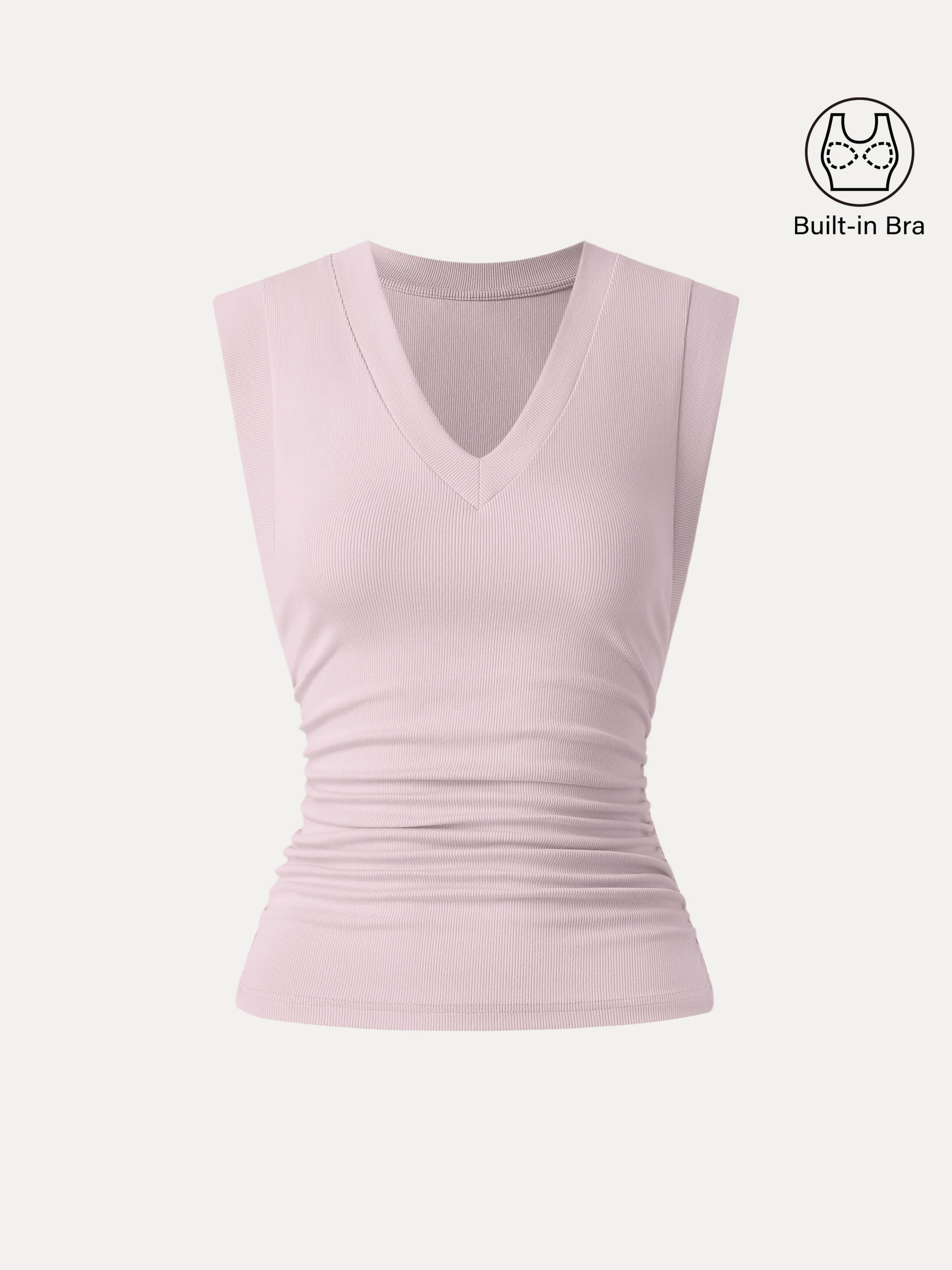 Stretch Cotton V-neck Side Ruched Muscle Bra Top - Image 10