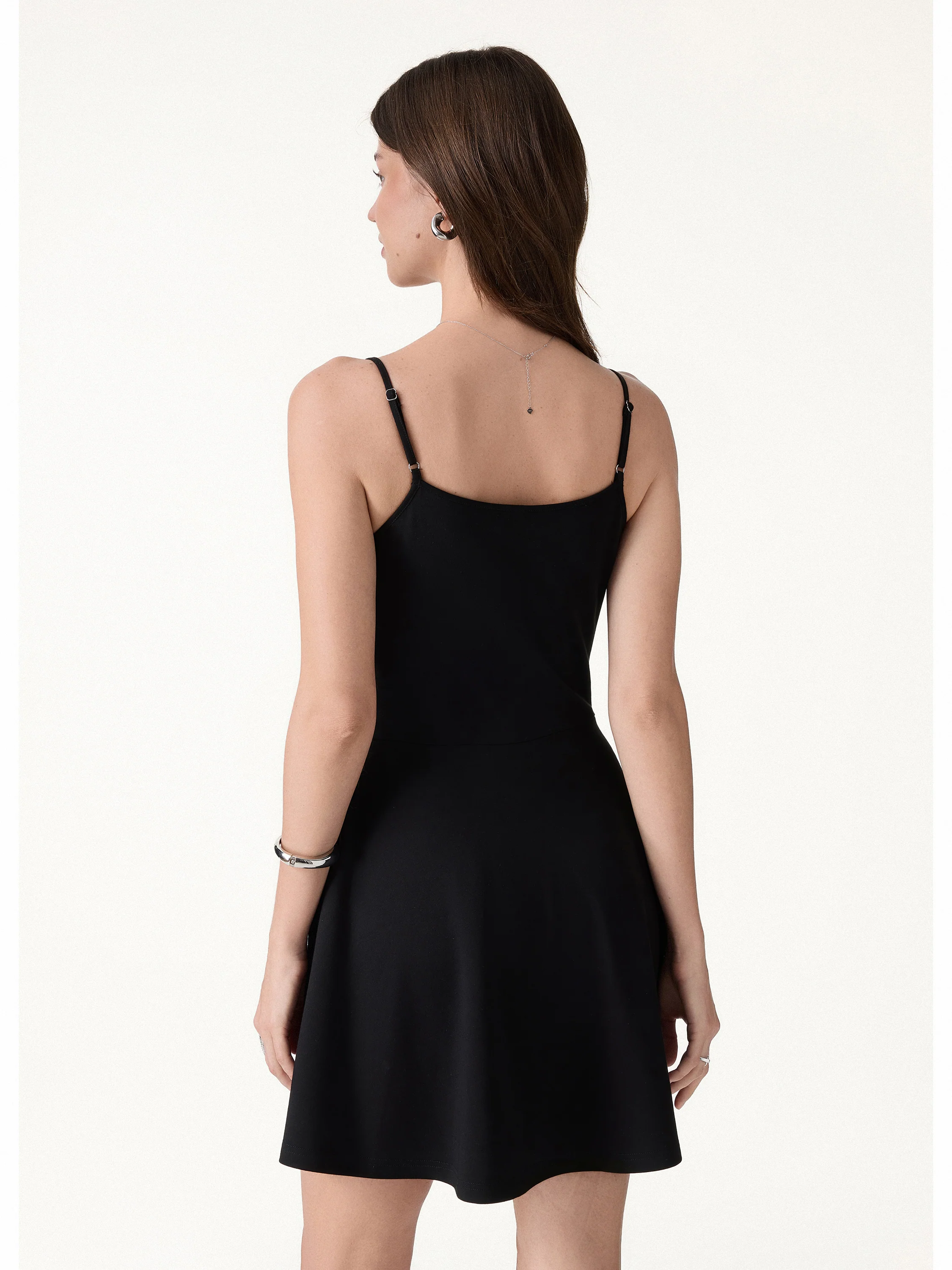 Stretch Ponte Square Neck Mini A-Line Bra Dress with Pockets - Image 4