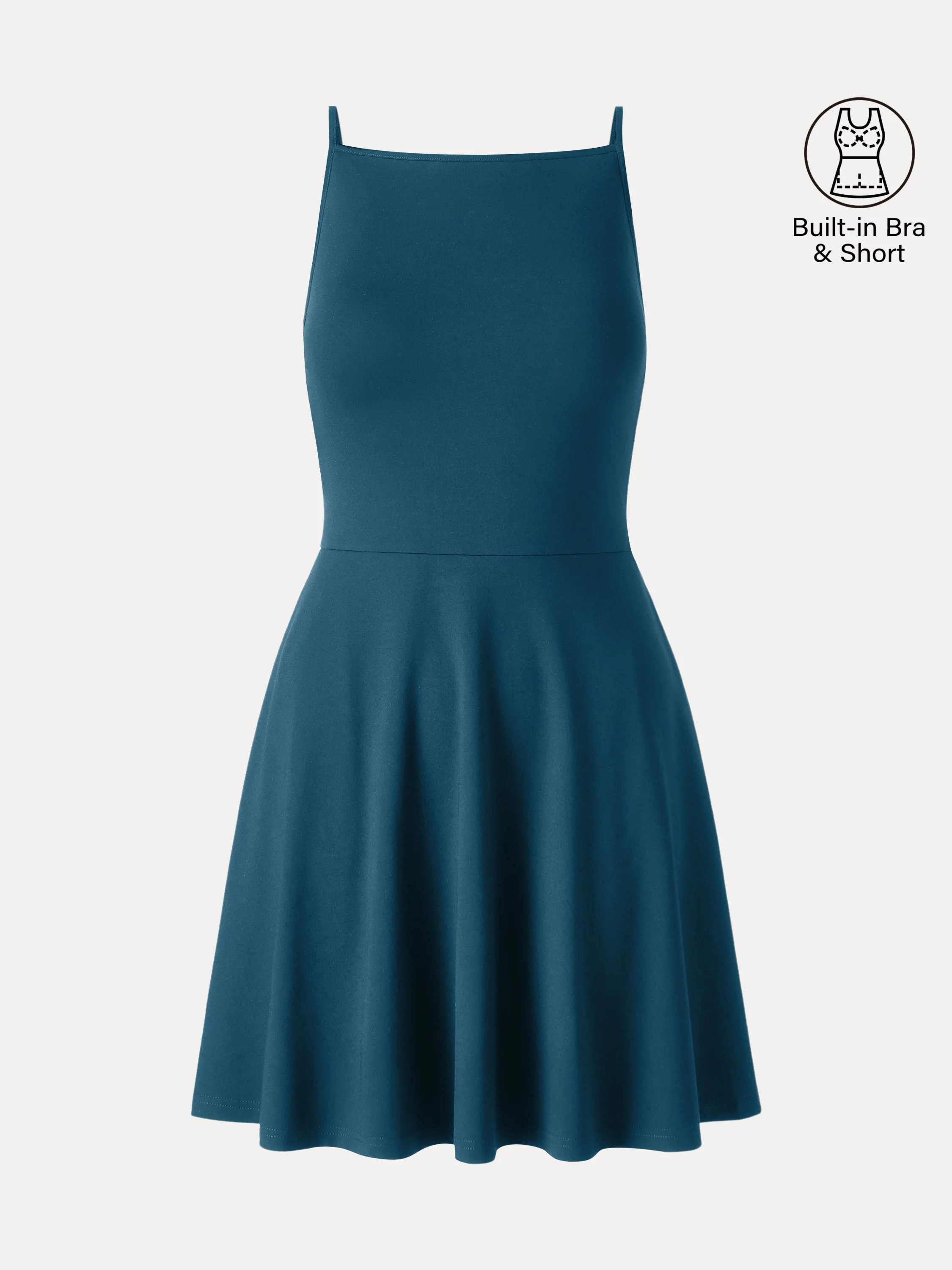 Stretch Ponte Square Neck Mini A-Line Bra Dress with Pockets - Image 9