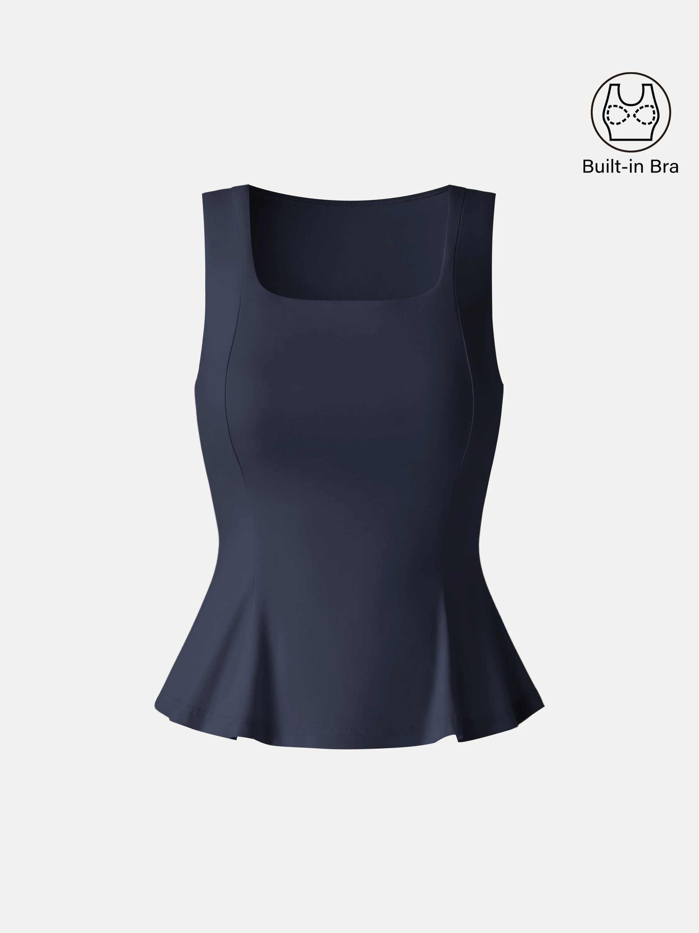 Stretch Ponte Square Neck Peplum Bra Top - Image 10