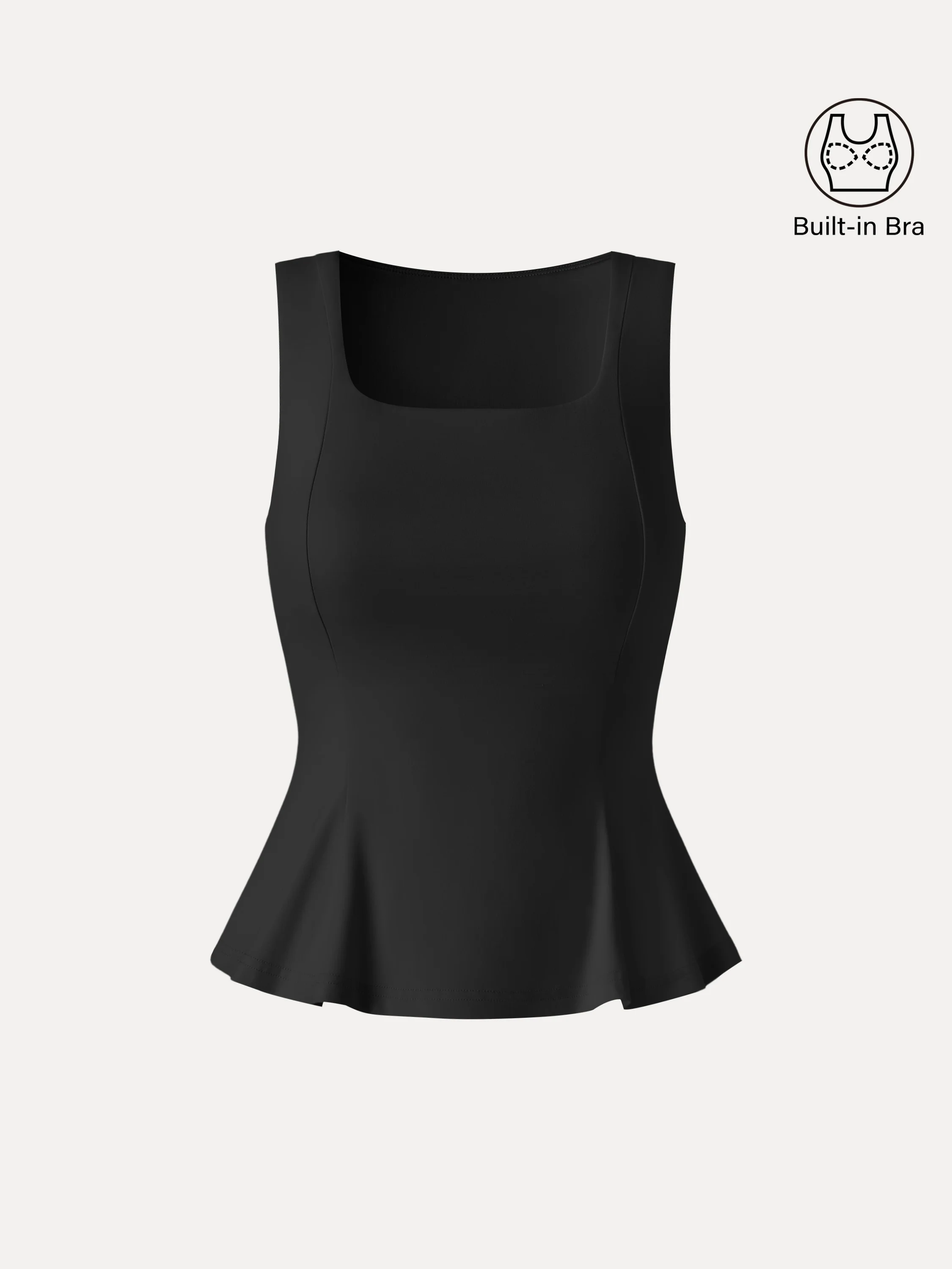 Stretch Ponte Square Neck Peplum Bra Top - Image 11