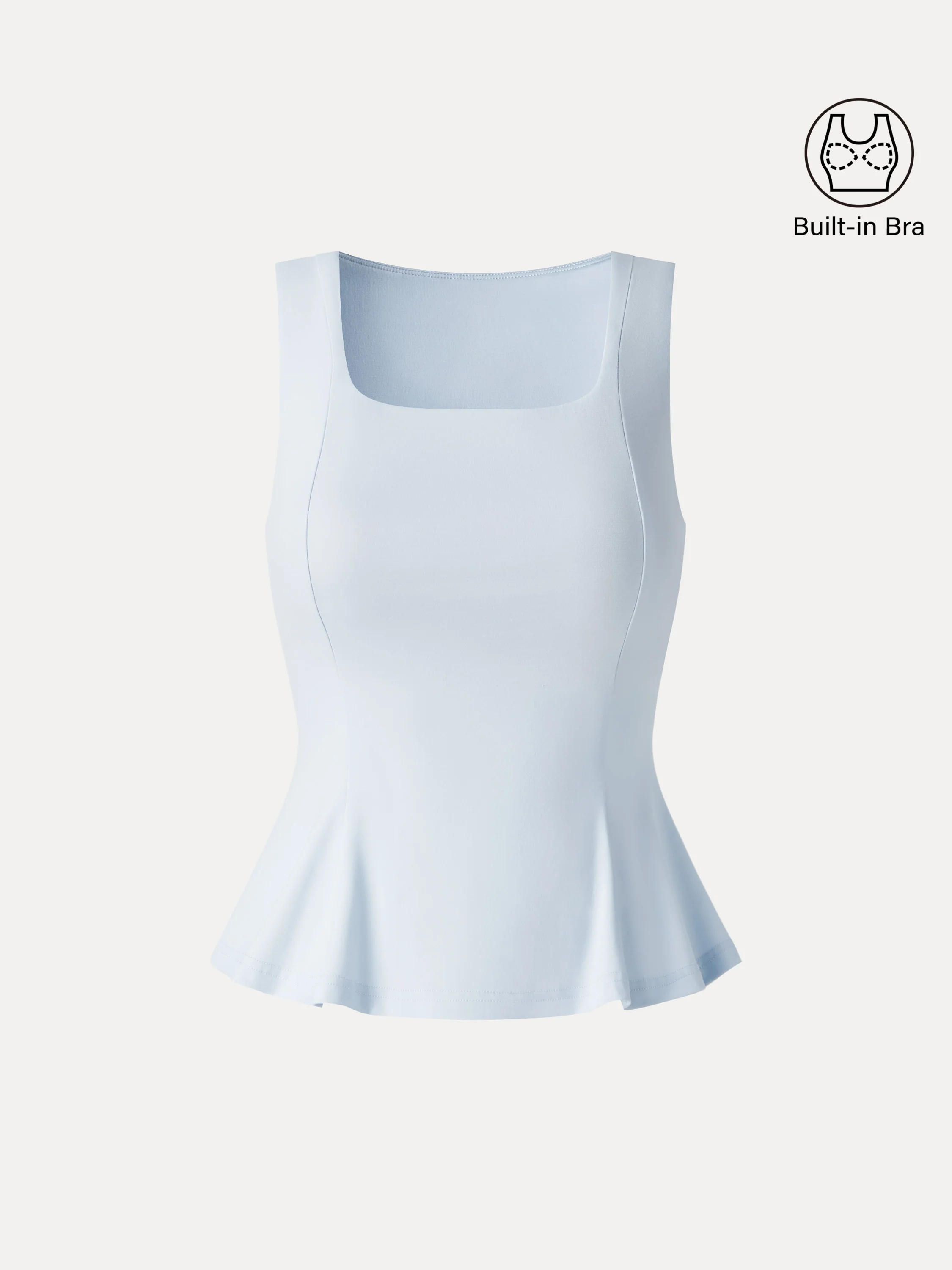 Stretch Ponte Square Neck Peplum Bra Top - Image 7