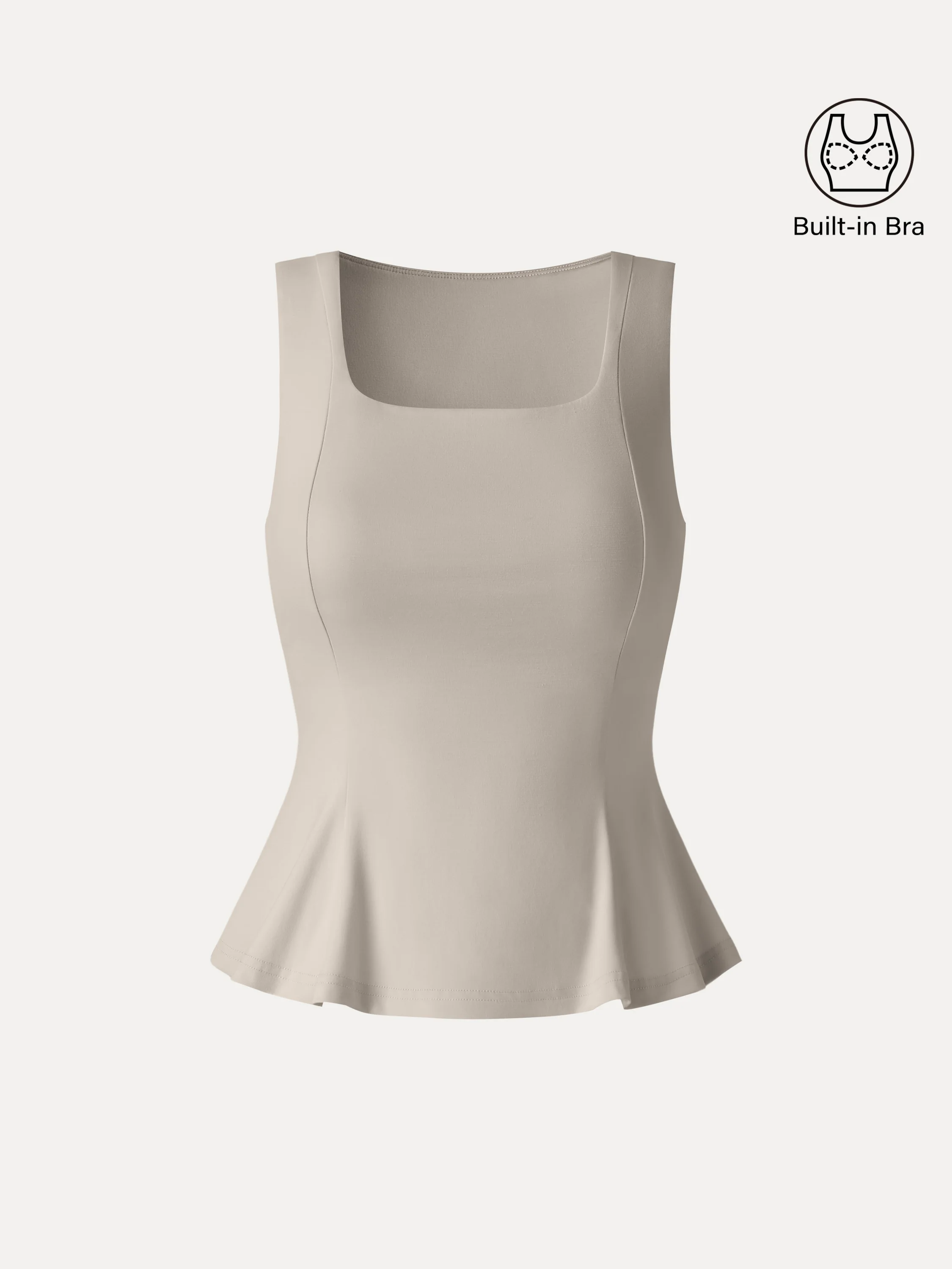 Stretch Ponte Square Neck Peplum Bra Top - Image 8