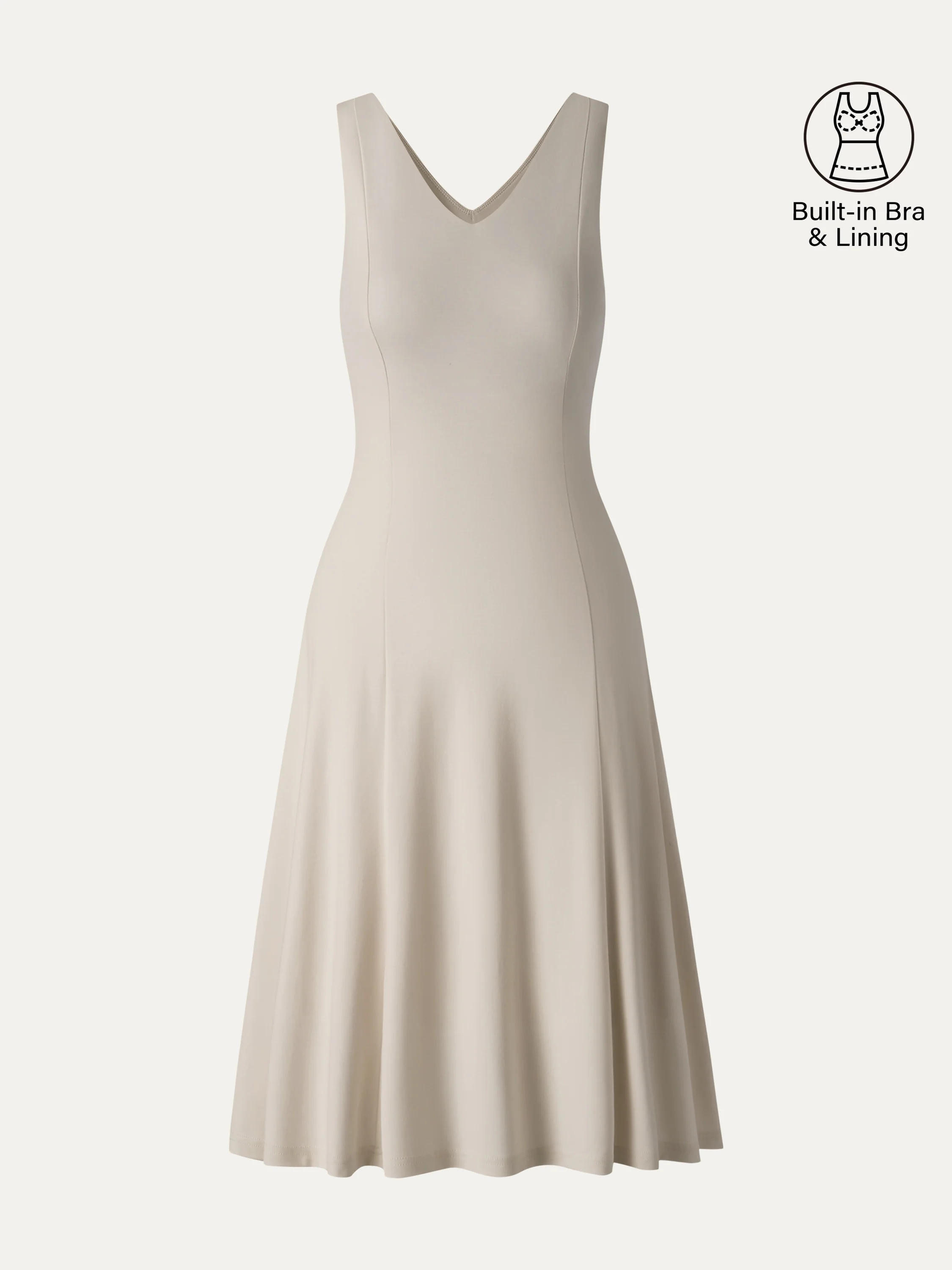 Stretch Ponte V-Neck A-Line Midi Bra Dress - Image 13