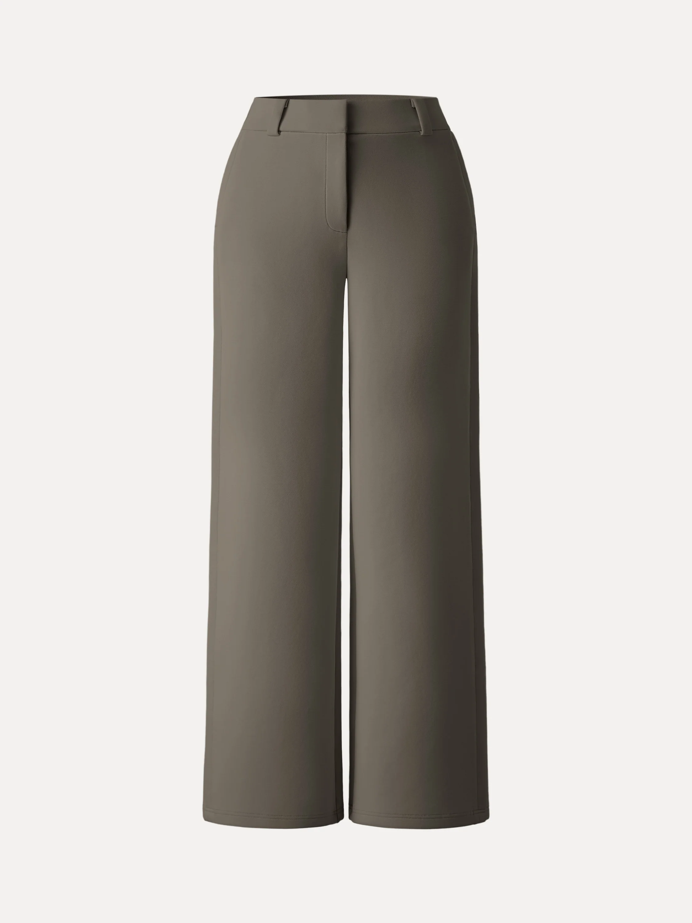 Stretchy Mid Rise Fly-Front Wide Leg Trouser - Image 11