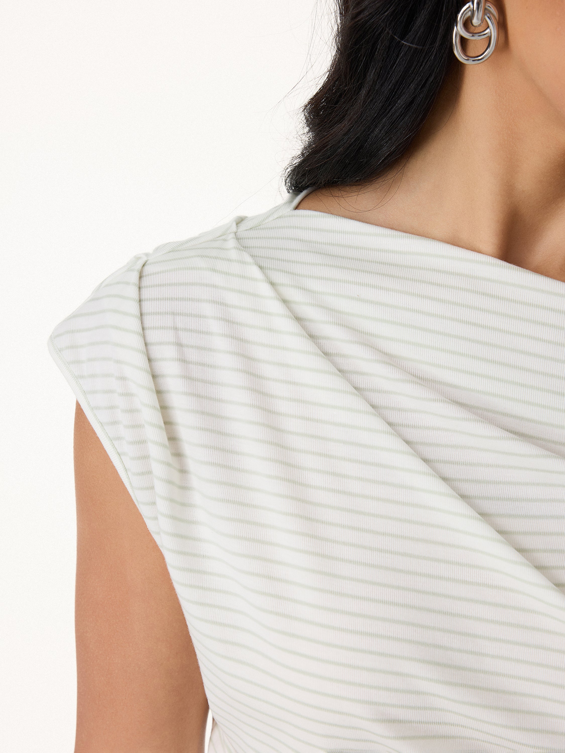 Striped Asymmetrical Neck Top - Image 6